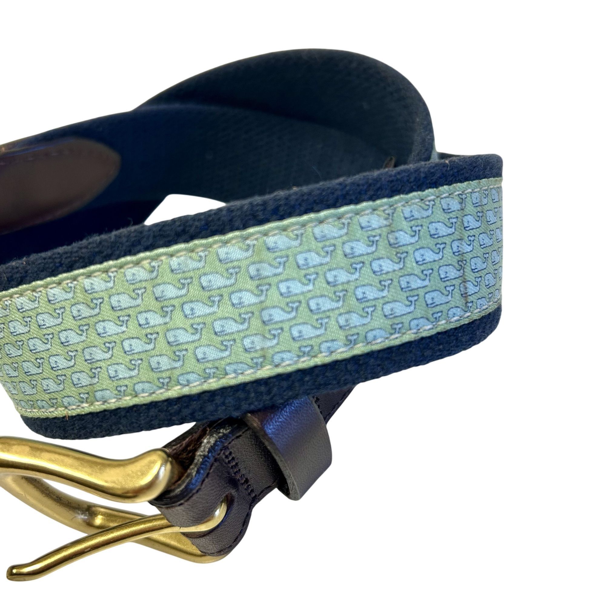 Vineyard Vines Vtg Vineyard Vines USA Blue Cotton Silk WHALES Logo Belt Size 32 - 3 Thumbnail