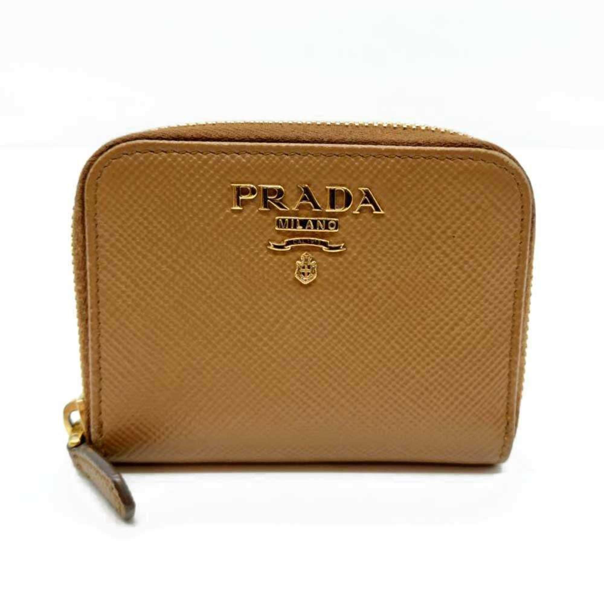 Prada Prada coin case, round, camel and brown Saffiano leather, 1MM268 PRADA Size ONE SIZE - 1 Thumbnail