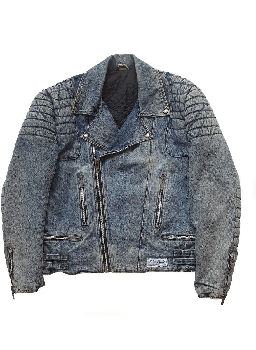 Other Rare Vintage 90s Denim Biker Jacket – Blue Style BY Premier Size US M / EU 48-50 / 2 - 1 Thumbnail
