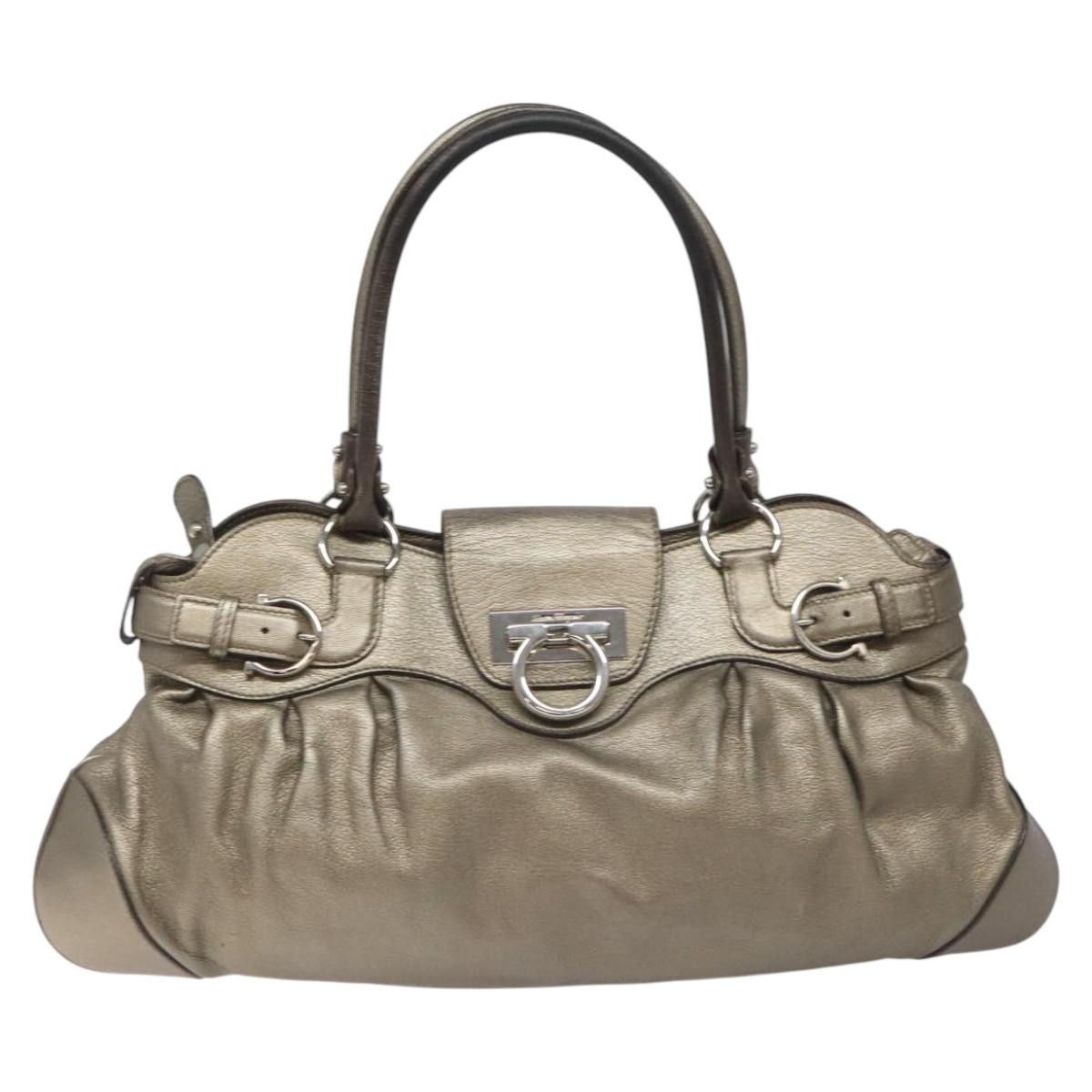 Salvatore Ferragamo Gancini Silver Leather Handbag (Pre-Owned) Size ONE SIZE - 1 Thumbnail