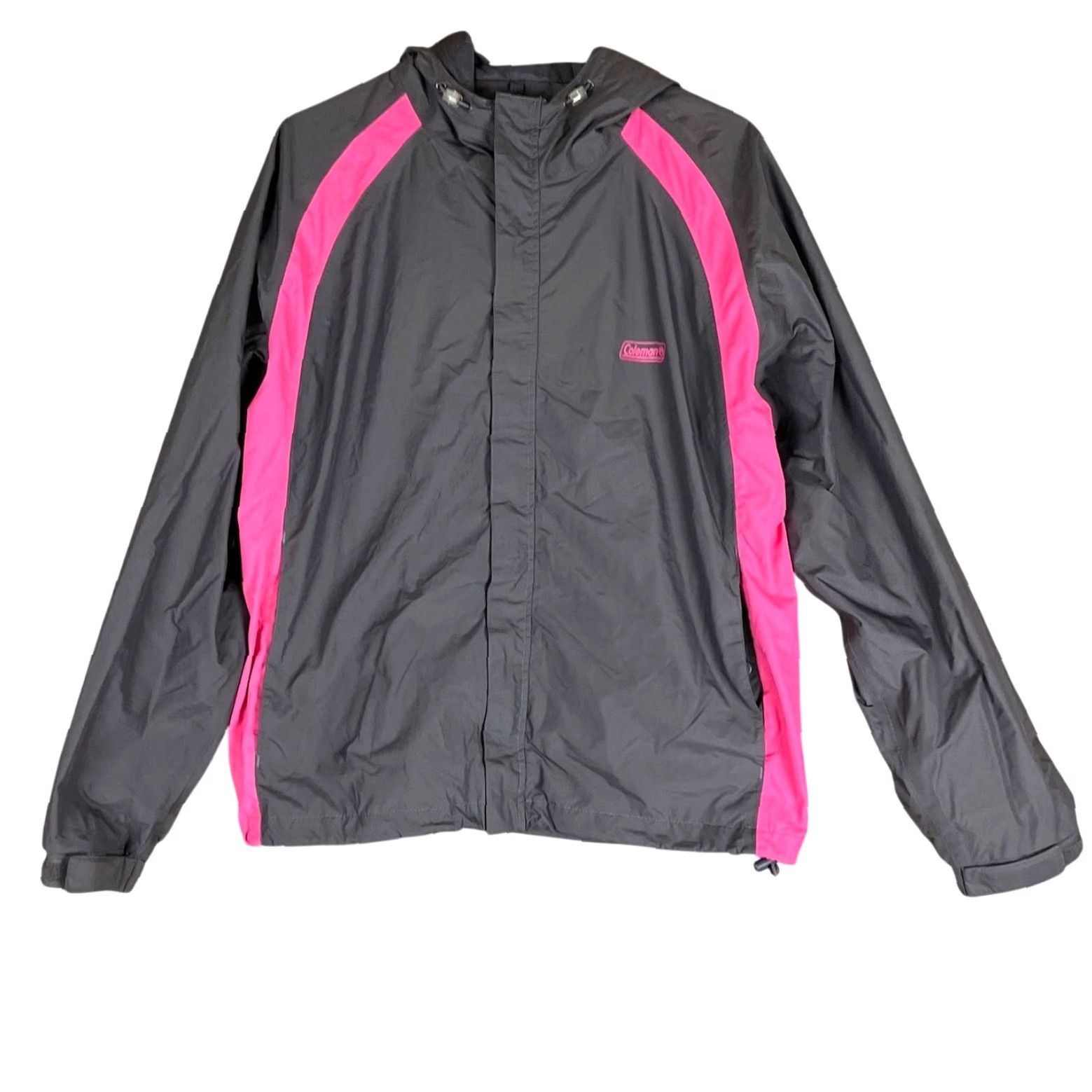 Pinko Coleman Jacket Gray Pink Windbreaker Womens Zip Up 100% Nylon L XL Hooded Full Zip Casual Outdoors Size L / US 10 / IT 46 - 2 Thumbnail