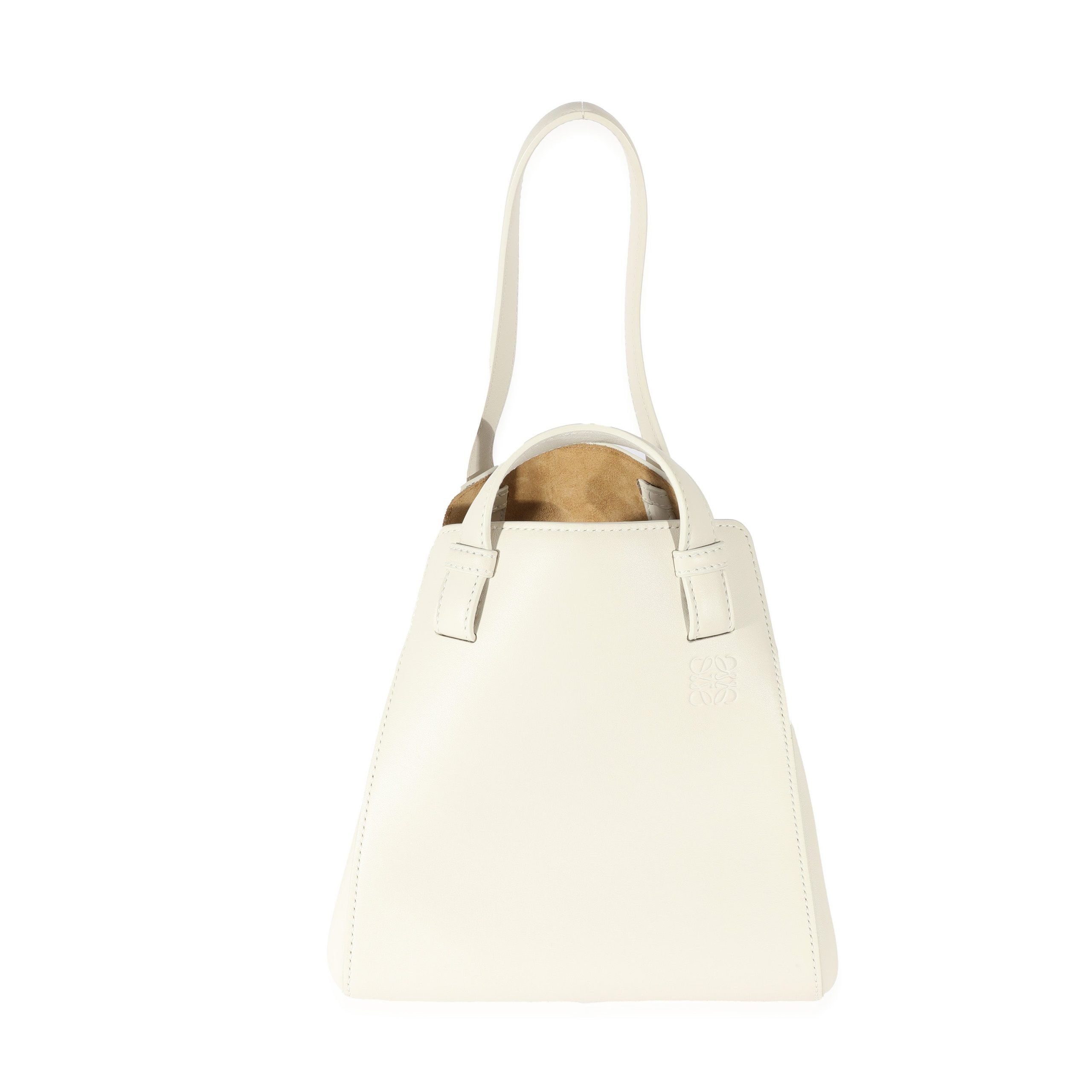 image of Loewe White Leather Hammock Nugget Bag, Women's