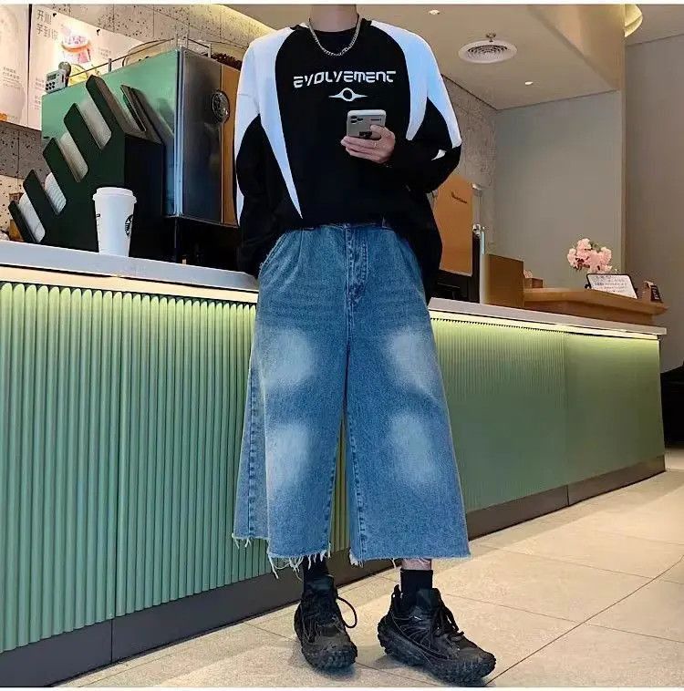 Japanese Brand Versatile Loose Ragged Edge Jeans Size US 32 / EU 48 - 4 Thumbnail