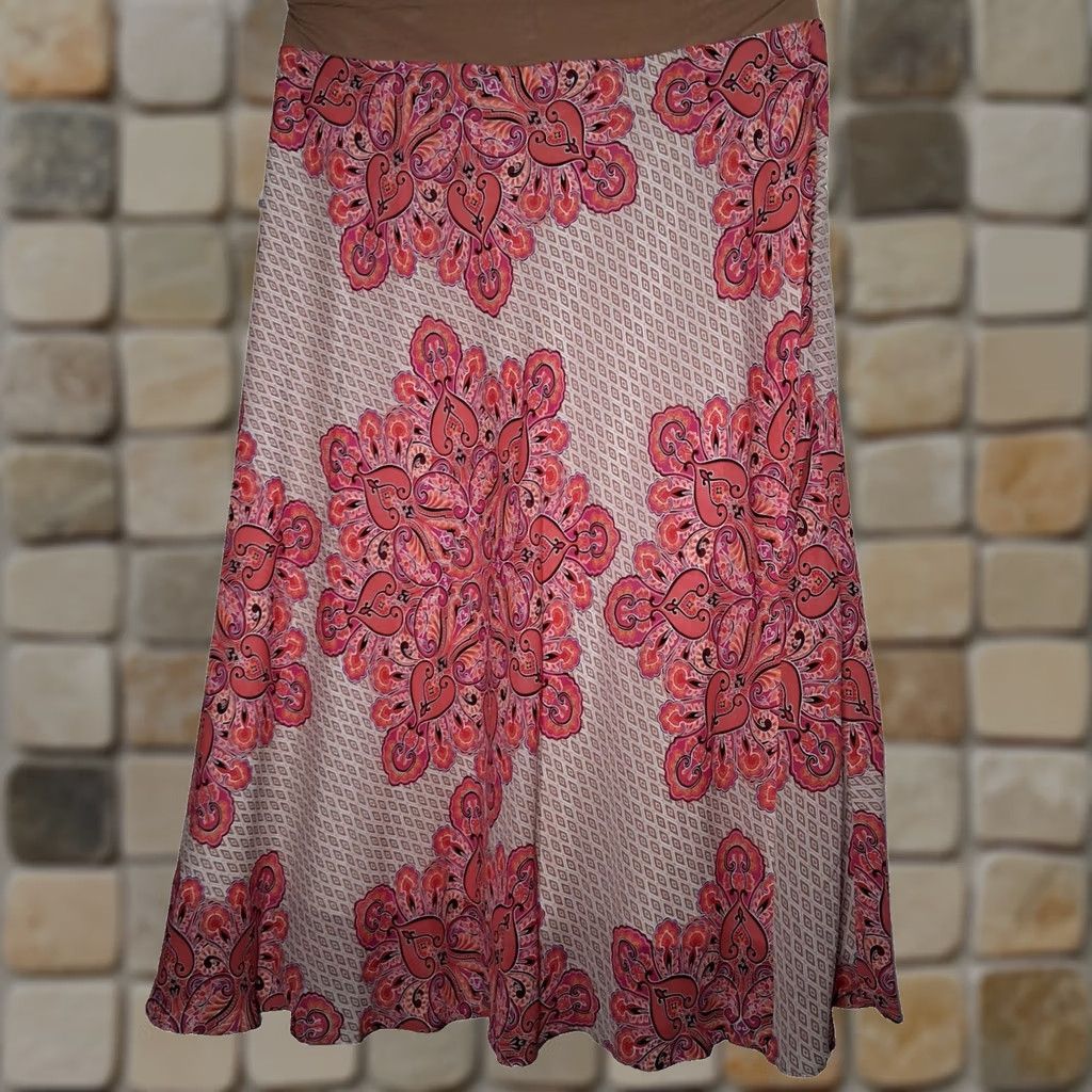 Vintage VINTAGE Jacklyn Smith Skirt Maxi Plus Size 2X Pink Paisley Mandala Boho Hippe Hippie Bohemian Long Skirt Womens Size 40" / US 18 - 1 Thumbnail