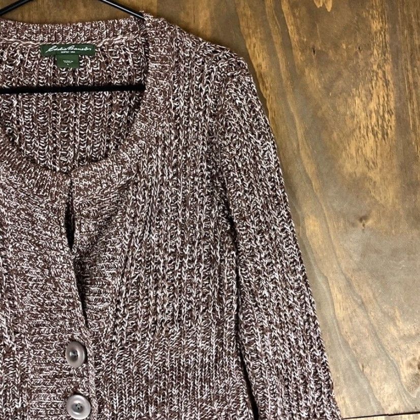 Eddie Bauer Eddie Bauer Womens Cardigan Brown V-Neck Knitted Button Down Large Cardigan Brown Size L / US 10 / IT 46 - 5 Thumbnail