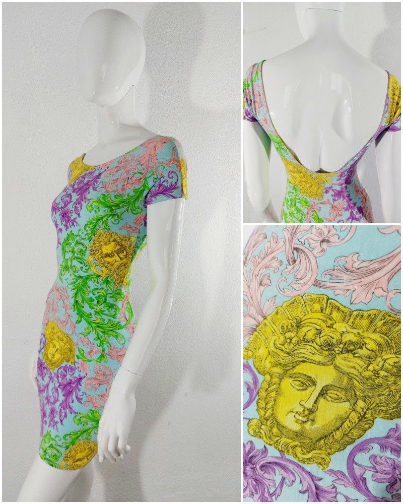 Image of Gianni Versace Jeans Couture Medusa Baroque Mask Dress, Women's (Size Small)