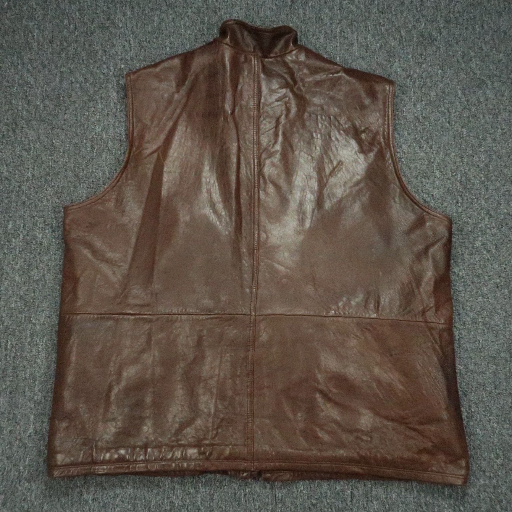 Orvis Orvis Mens XL Brown Leather Full Zip Lined Vest Pockets Hiking Hunting Casual Workwear Winter Spring Fall Mens Size US XL / EU 56 / 4 - 6 Thumbnail