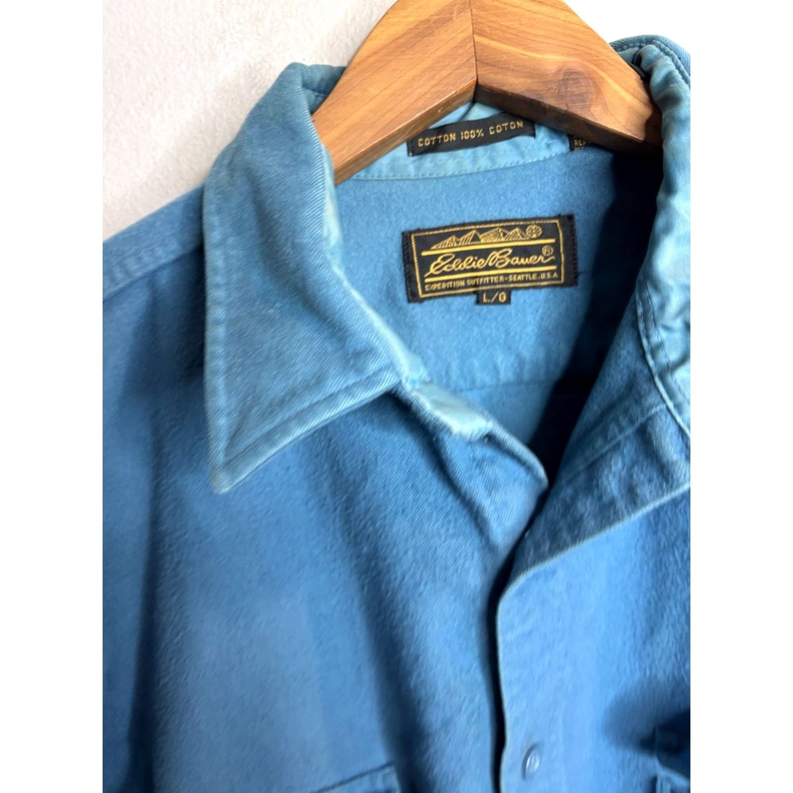 Eddie Bauer VINTAGE Eddie Bauer Shirt Mens L Blue Chamois Cloth Flannel Long Sleeve Button-Up 90s Casual Workwear Pockets Size US L / EU 52-54 / 3 - 3 Thumbnail