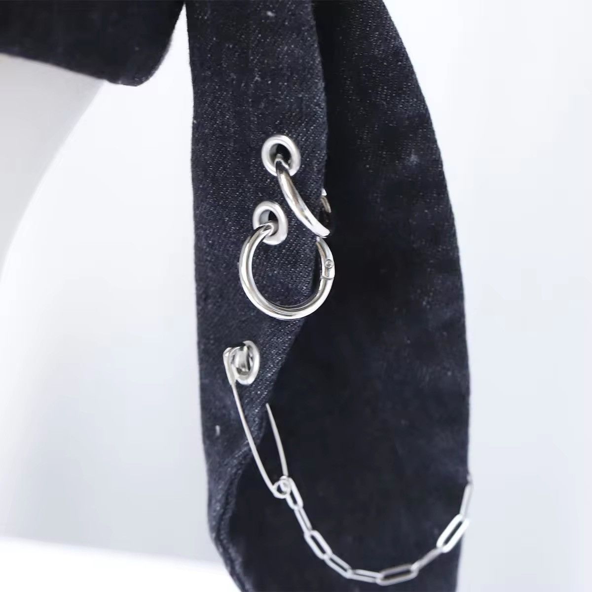 Japanese Brand Rabbit Ears Denim Ripped Metal Ring Cap Size ONE SIZE - 6 Thumbnail