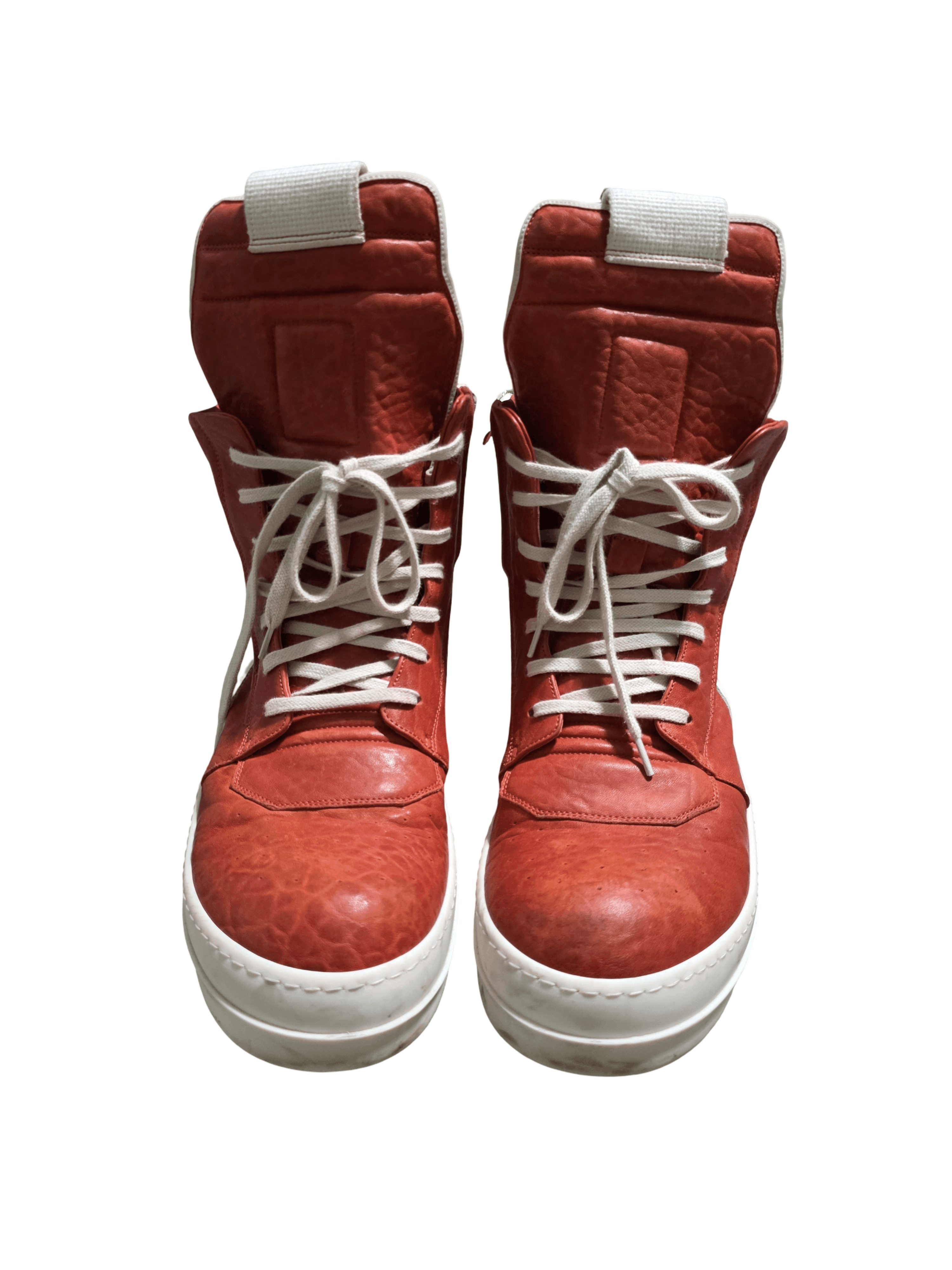 Rick Owens RICK OWENS LEATHER MILK MEGA GEOBASKETS | Grailed