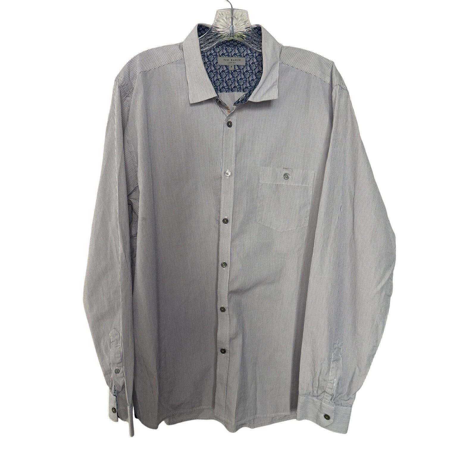 Ted Baker Ted Baker White and Blue Pinstriped Shirt Size 6 Size US XXL / EU 58 / 5 - 1 Thumbnail