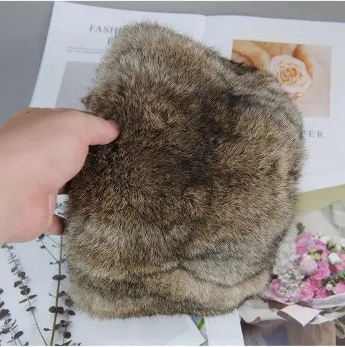 VIBE Warm Natural Rabbit Fur Bomber Hat Size ONE SIZE - 3 Thumbnail