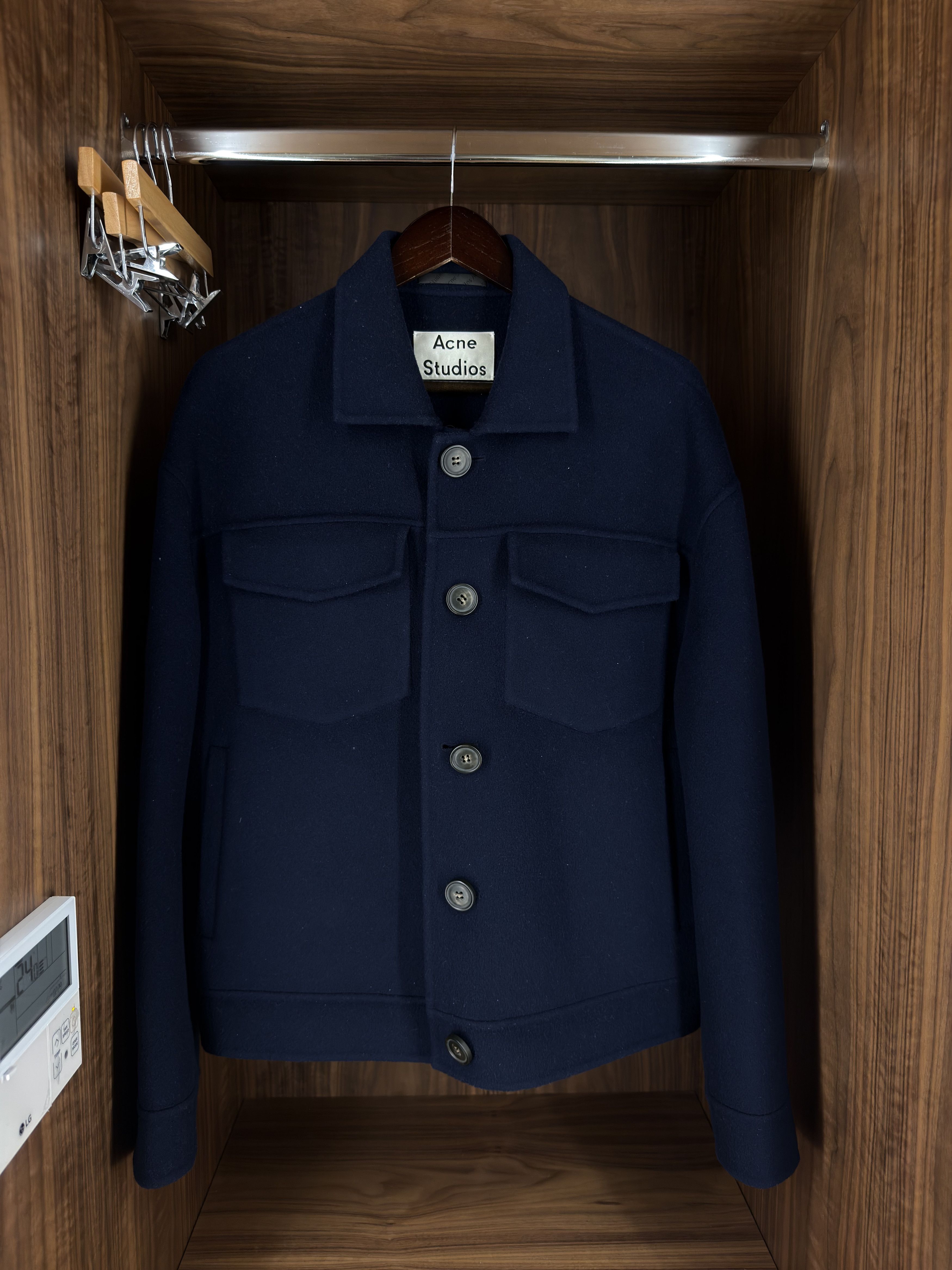 Acne Studios Acne Studios Navy Blue Double-faced Wool Jacket Size US S / EU 44-46 / 1 - 1 Thumbnail