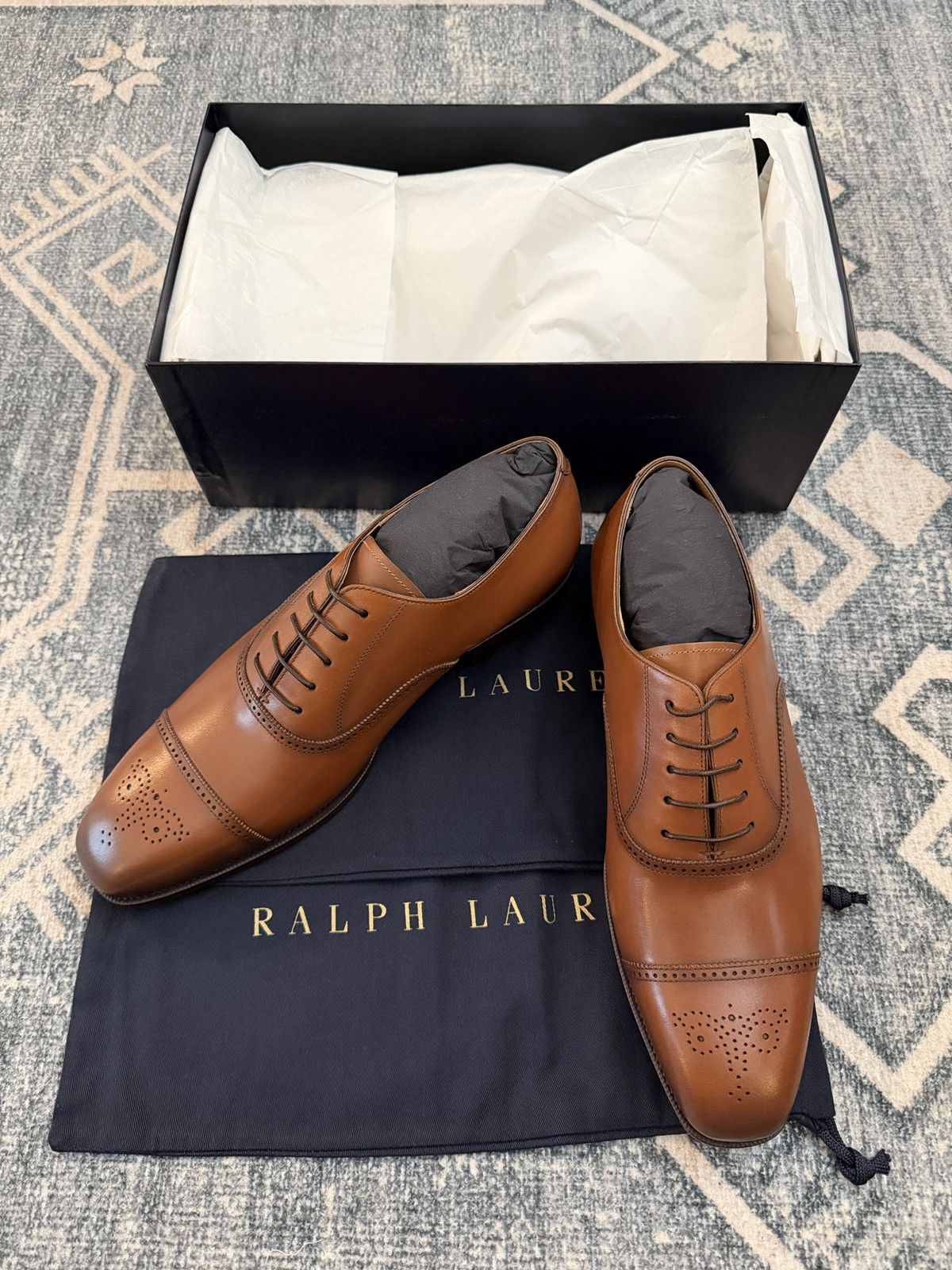 Ralph Lauren Purple Label RL Purple Label Denver Burnished Calfskin Cap-Toe Shoes Size US 11.5 / EU 44-45 - 8 Thumbnail