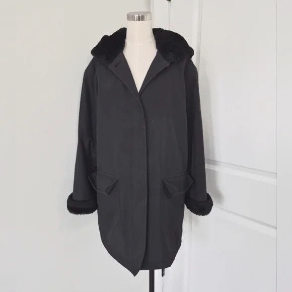 Other Larry Levine Faux Fur Trim Hooded Insulated Coat Winter Size M / US 6-8 / IT 42-44 - 6 Thumbnail
