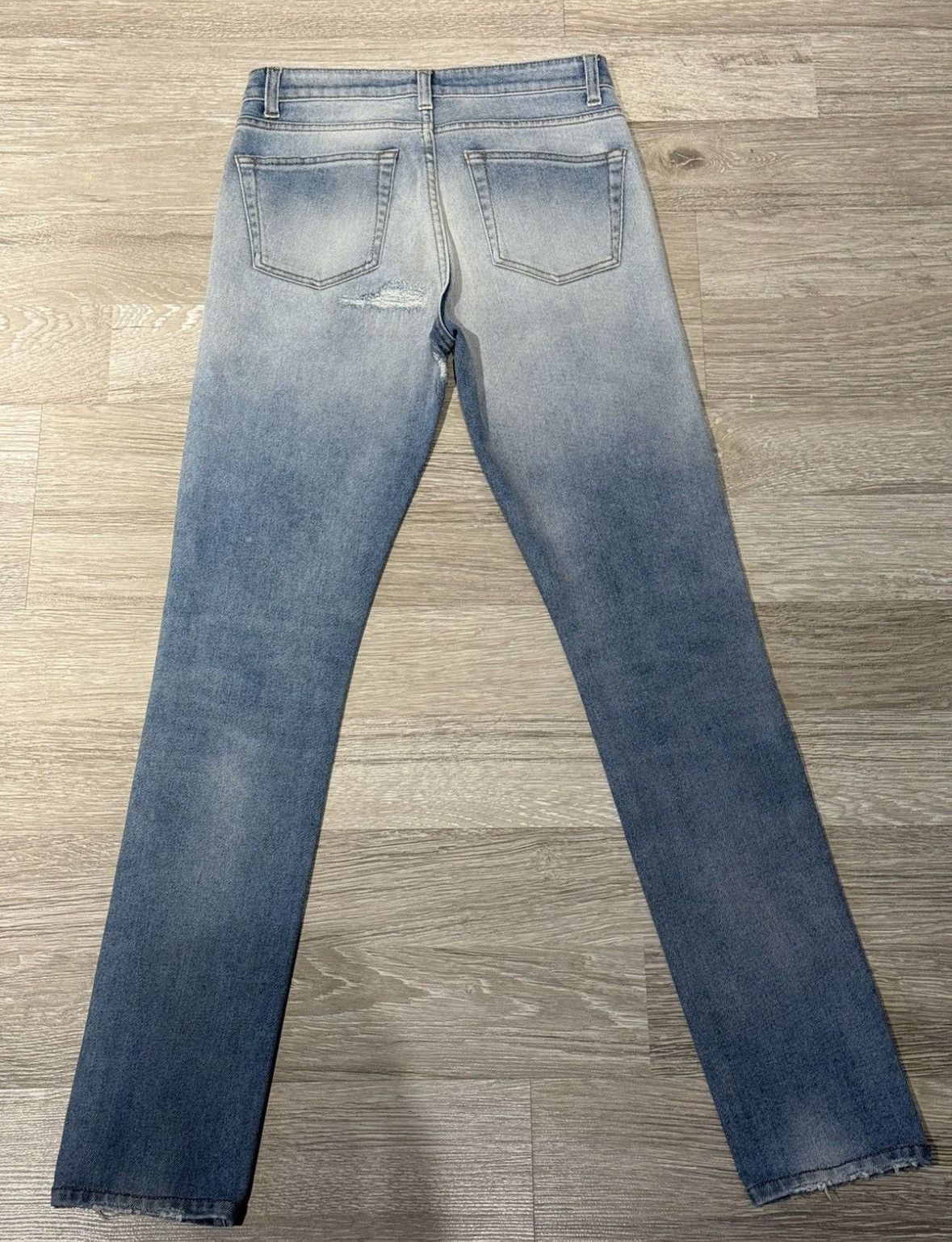 Saint Laurent Paris Saint Laurent Blue Distressed Denim Frayed Skinny Jeans Size 25" / US 0 / IT 36 - 4 Thumbnail