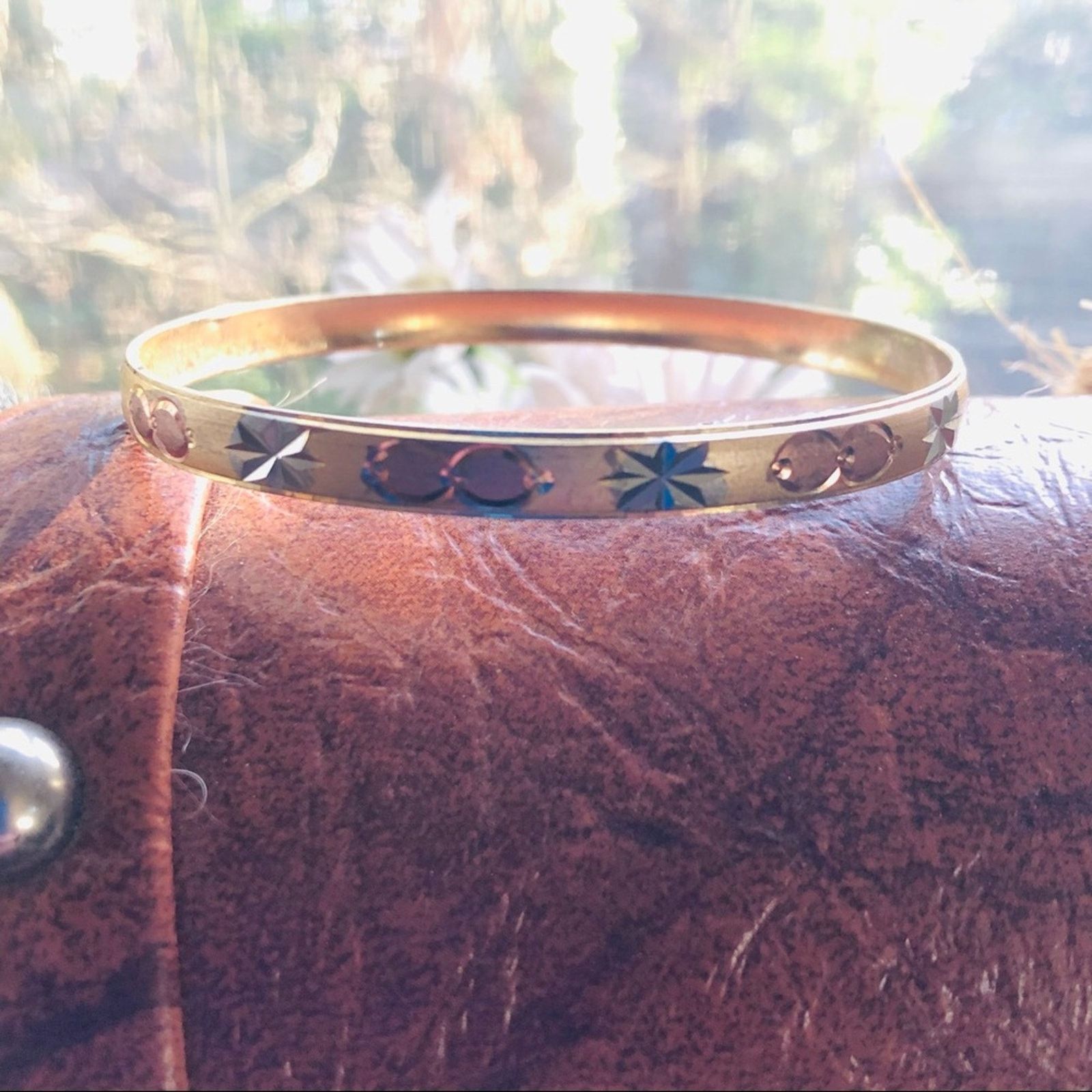 Jewelry Tri-tone 18kt vermeil diamond cut satin finish bangle Size ONE SIZE - 9 Thumbnail