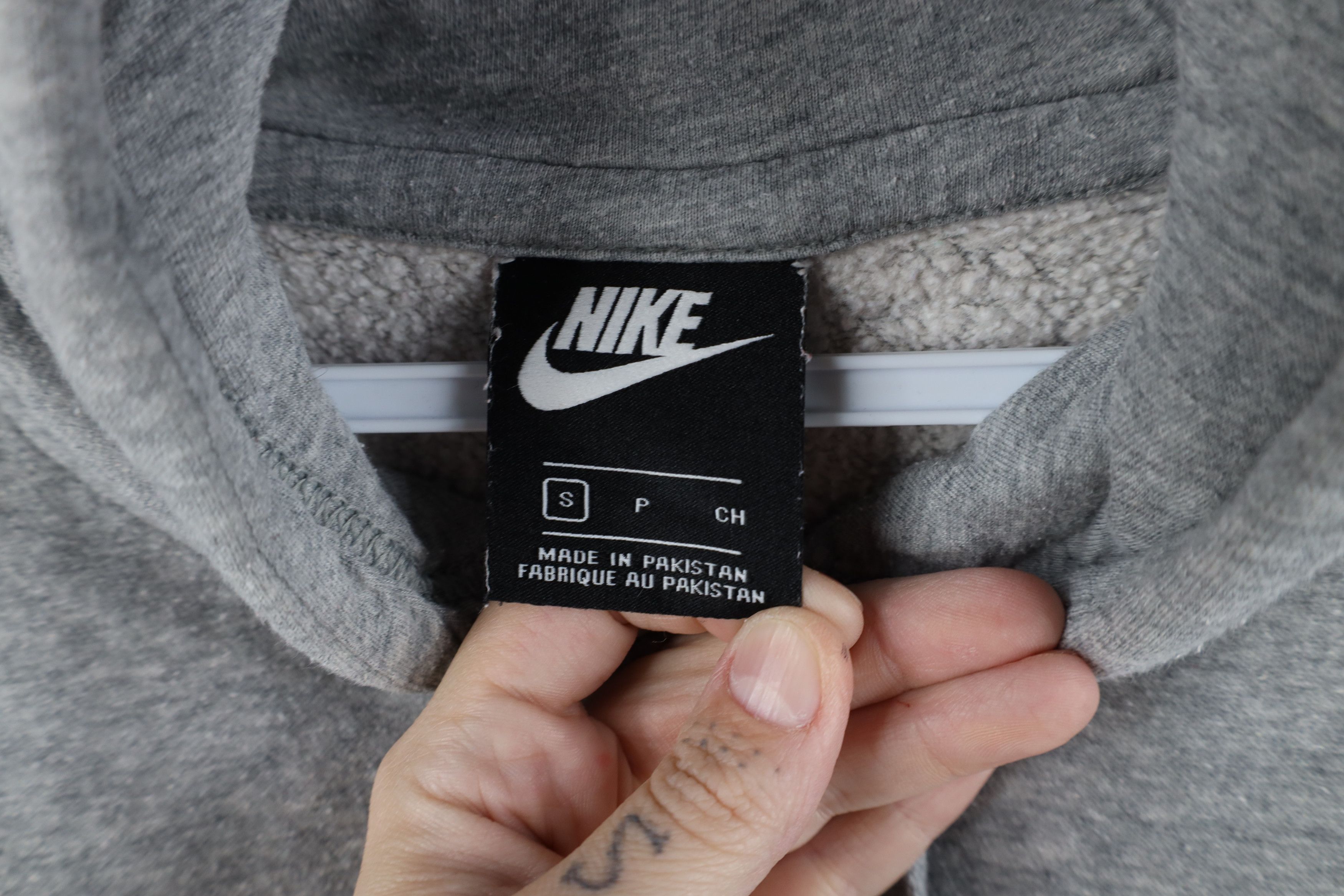 Nike × Vintage Vintage Y2K Nike Mini Swoosh Spell Out Hoodie Heather Gray Size US S / EU 44-46 / 1 - 8 Thumbnail