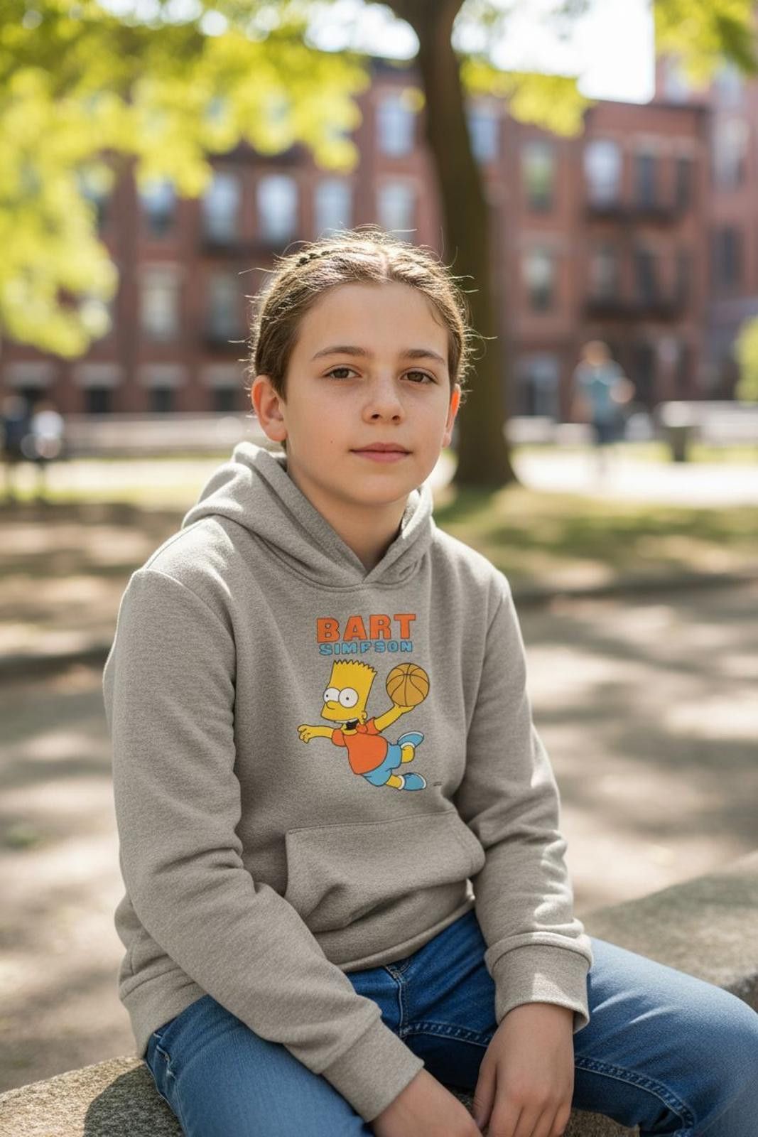 Old Navy Old Navy Boys' Gray Bart Simpson Hoodie Sweatshirt Size US XL / EU 56 / 4 - 2 Thumbnail