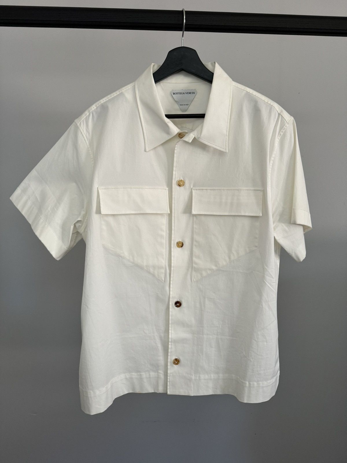 Bottega Veneta Bottega Veneta military Short Sleeve Poplin Shirt Size US L / EU 52-54 / 3 - 2 Thumbnail