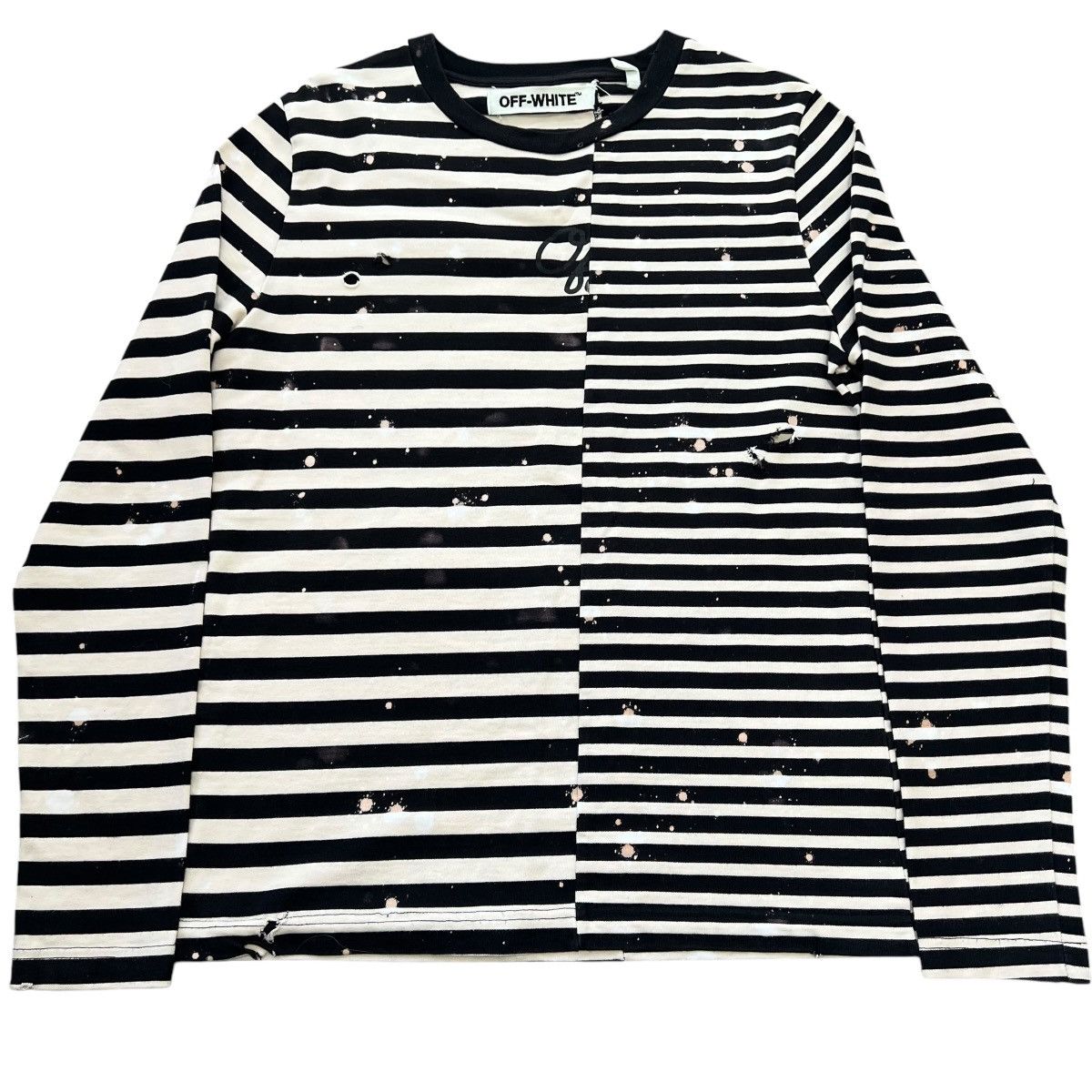 Off-White OFF-WHITE 2015SS Distressed Border L/S T-Shirt Size US XS / EU 42 / 0 - 1 Thumbnail