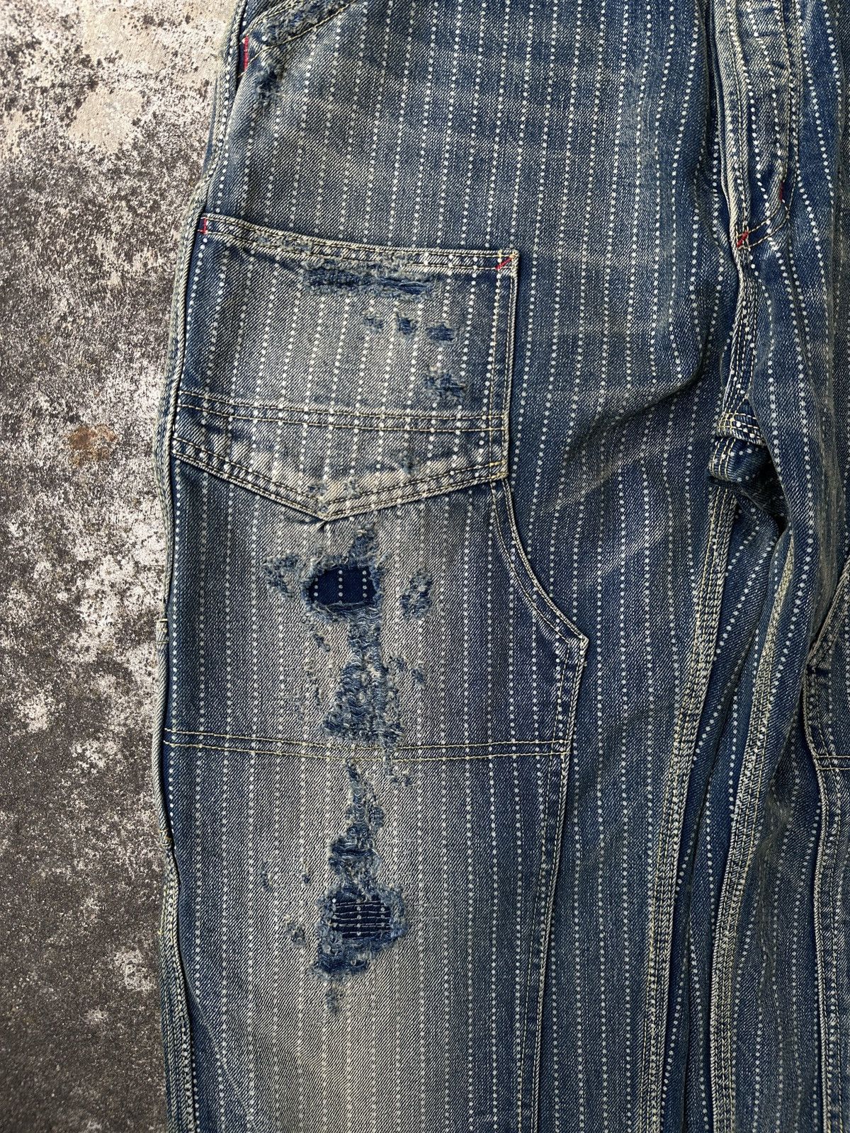 Japanese Brand Wabash Buckleback Double Knee Dungaree Striped Union Kountry Size US 36 / EU 52 - 6 Thumbnail
