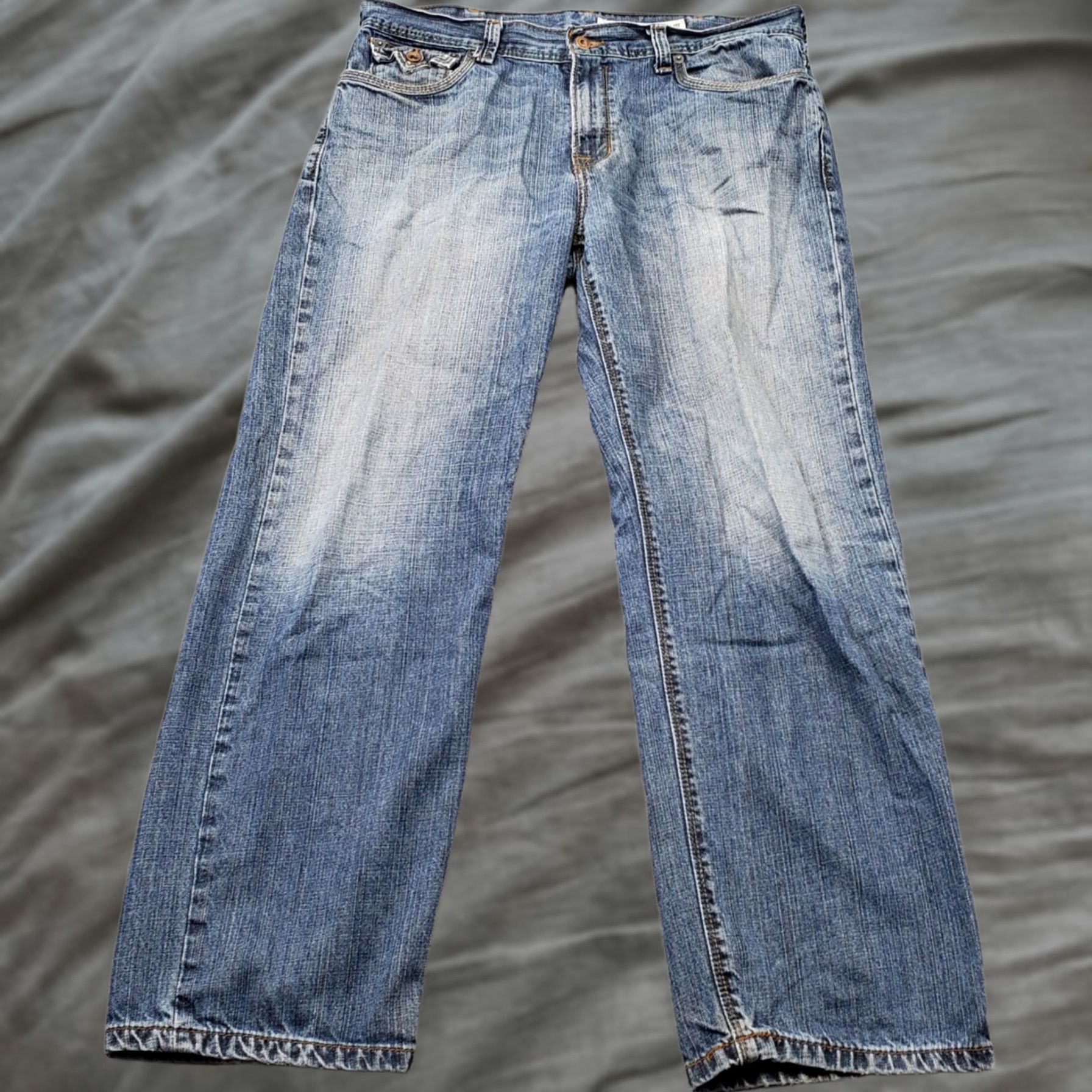DKNY DKNY Mens 36 Jeans Blue Denim Straight 5-Pocket Belt-Buckle Button 30.5 Inseam Regular Stretch 100% Cotton Vintage: No Size US 36 / EU 52 - 1 Thumbnail