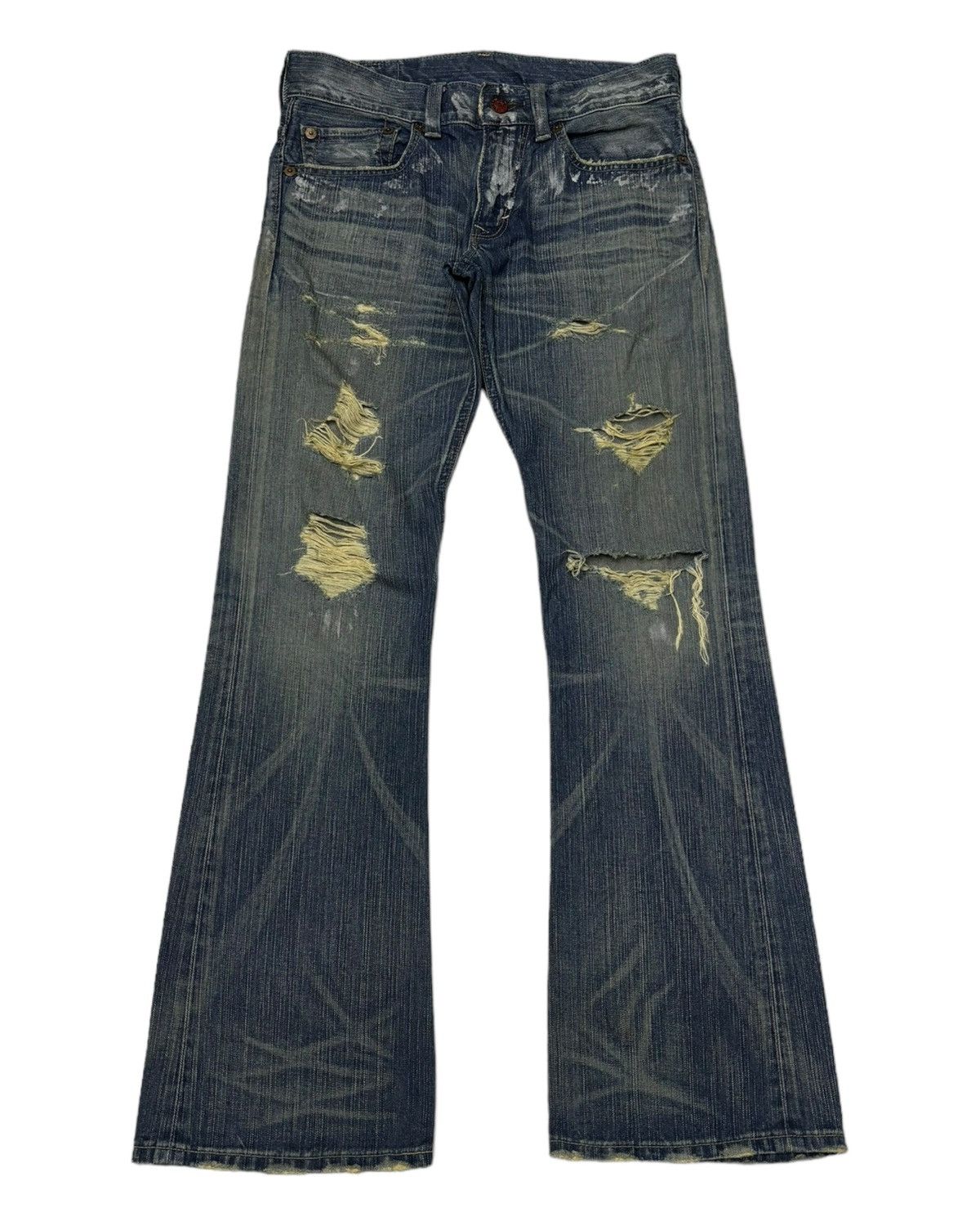 14th Addiction FLARED🔥VINTAGE EDWIN 503 FLARE DISTRESSED DENIM JEANS Size US 32 / EU 48 - 3 Thumbnail
