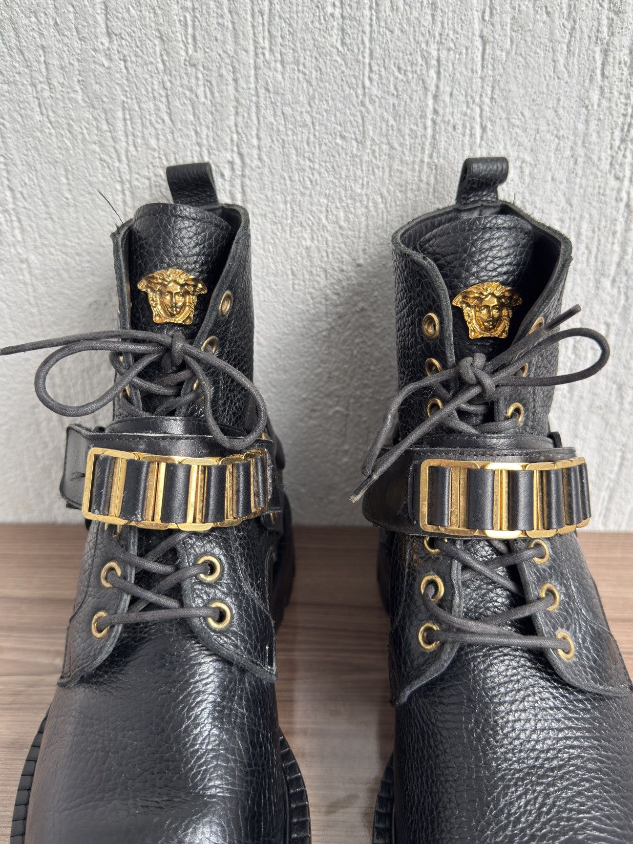 Versace ❗️🔥Medusa logo strapped combat boots Size US 7.5 / EU 40-41 - 9 Thumbnail