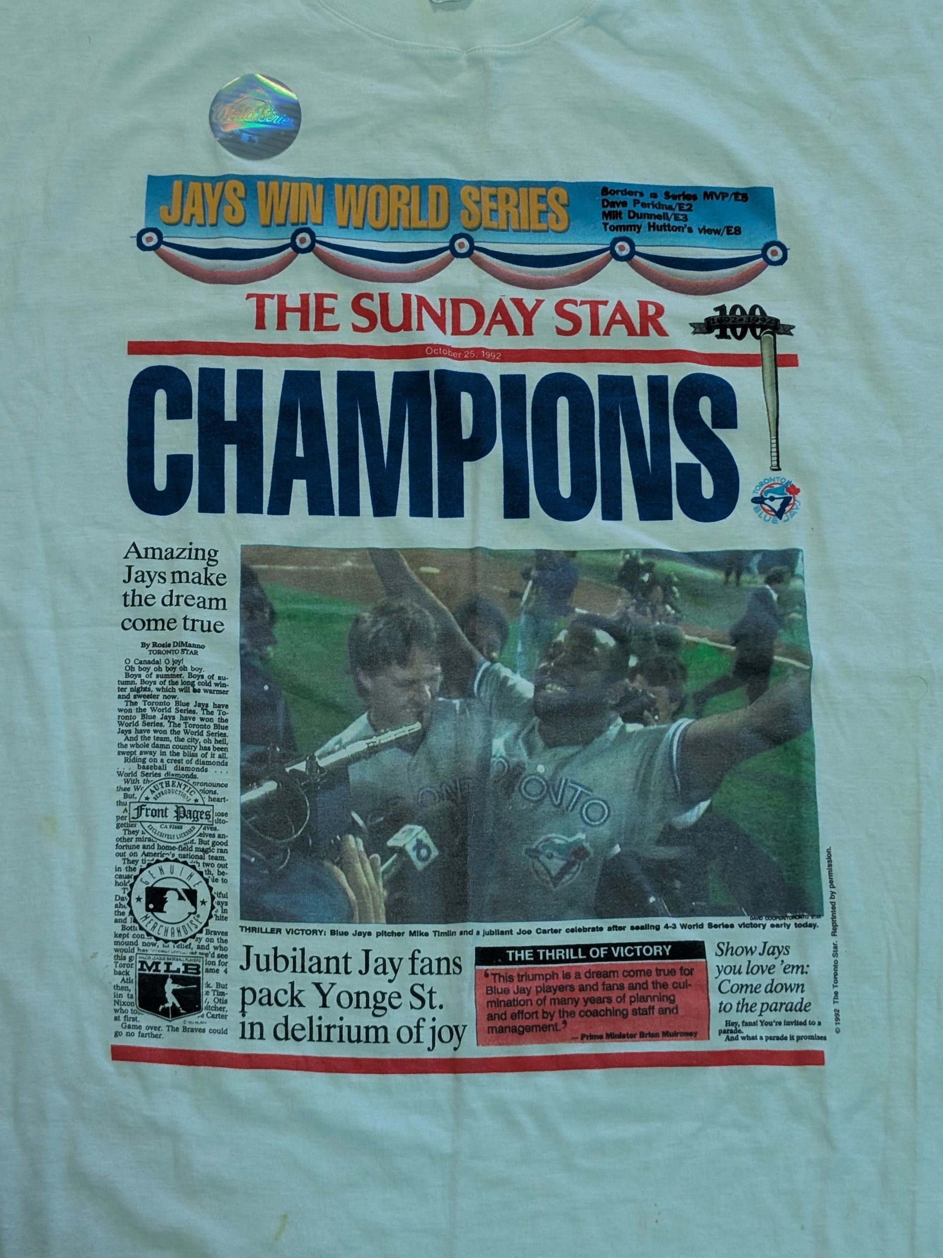 Other 1992 Star Toronto Blue Jays Champions T-Shirt 2 Size XL Size US XL / EU 56 / 4 - 2 Thumbnail