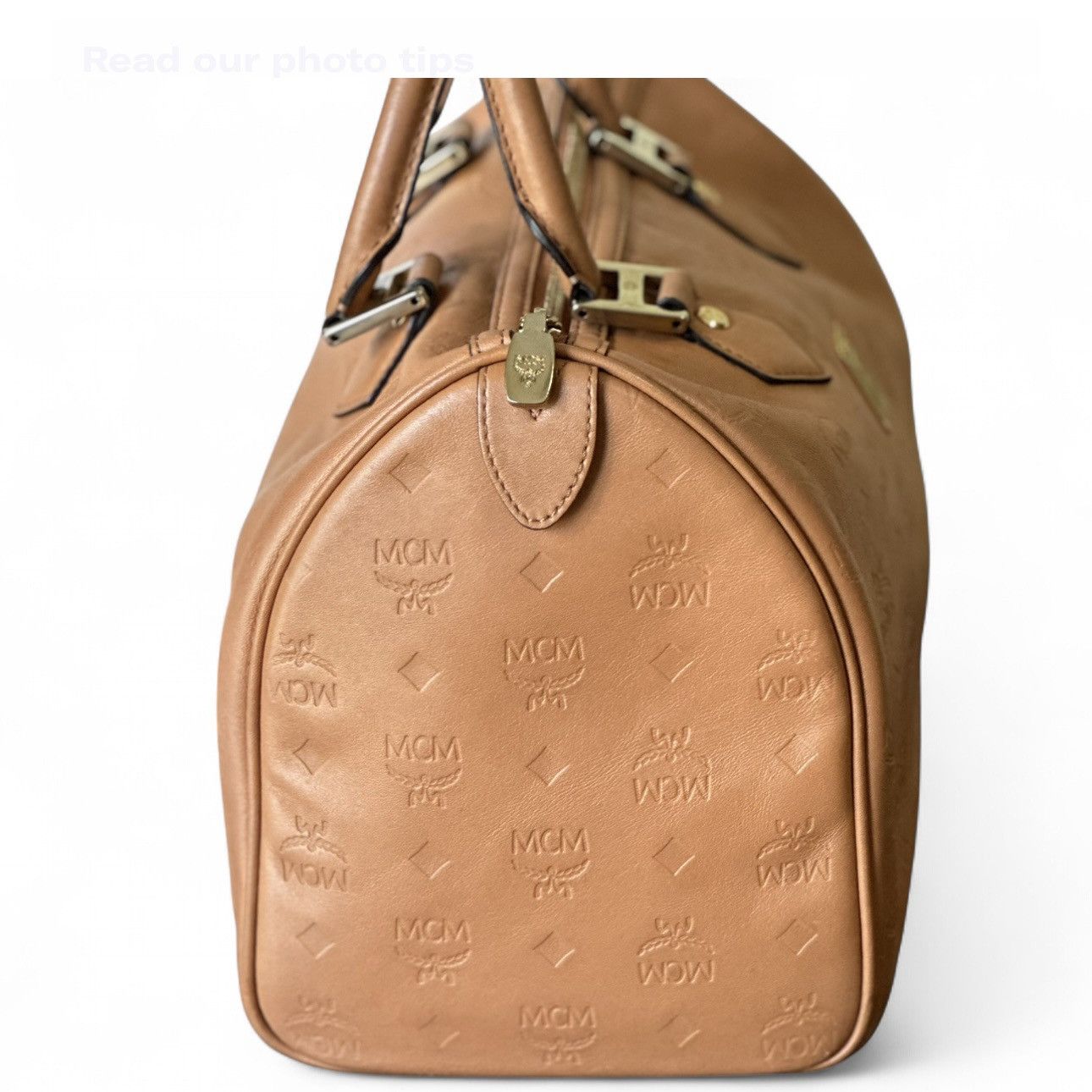 MCM MCM Rare Embossed Leather Boston Bag-Cognac (Mint, COA) Size ONE SIZE - 4 Thumbnail