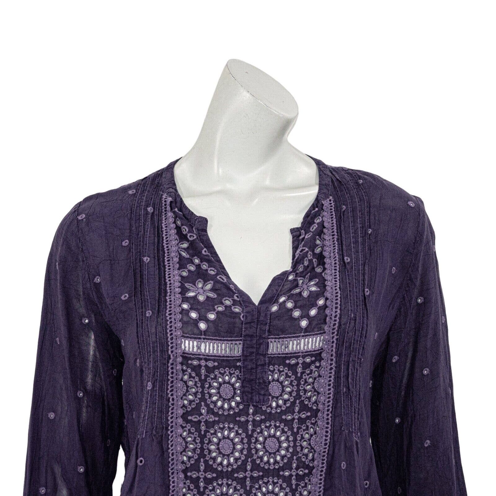 Johnny Was Johnny Was Pullover Blouse Purple Sheer Embroidered sz S Size S / US 4 / IT 40 - 7 Thumbnail