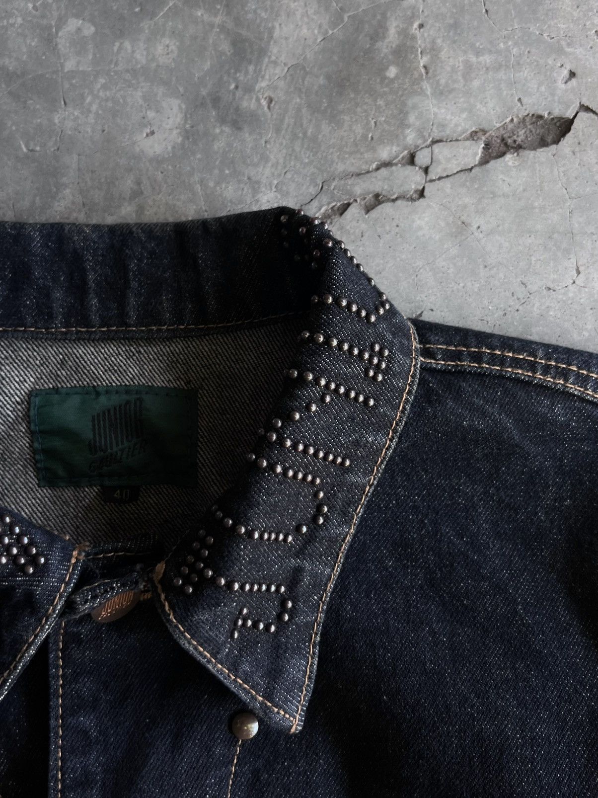 Jean Paul Gaultier Rare Vintage Junior Gaultier Jean Paul Studded Denim Jacket Size US XS / EU 42 / 0 - 18 Thumbnail
