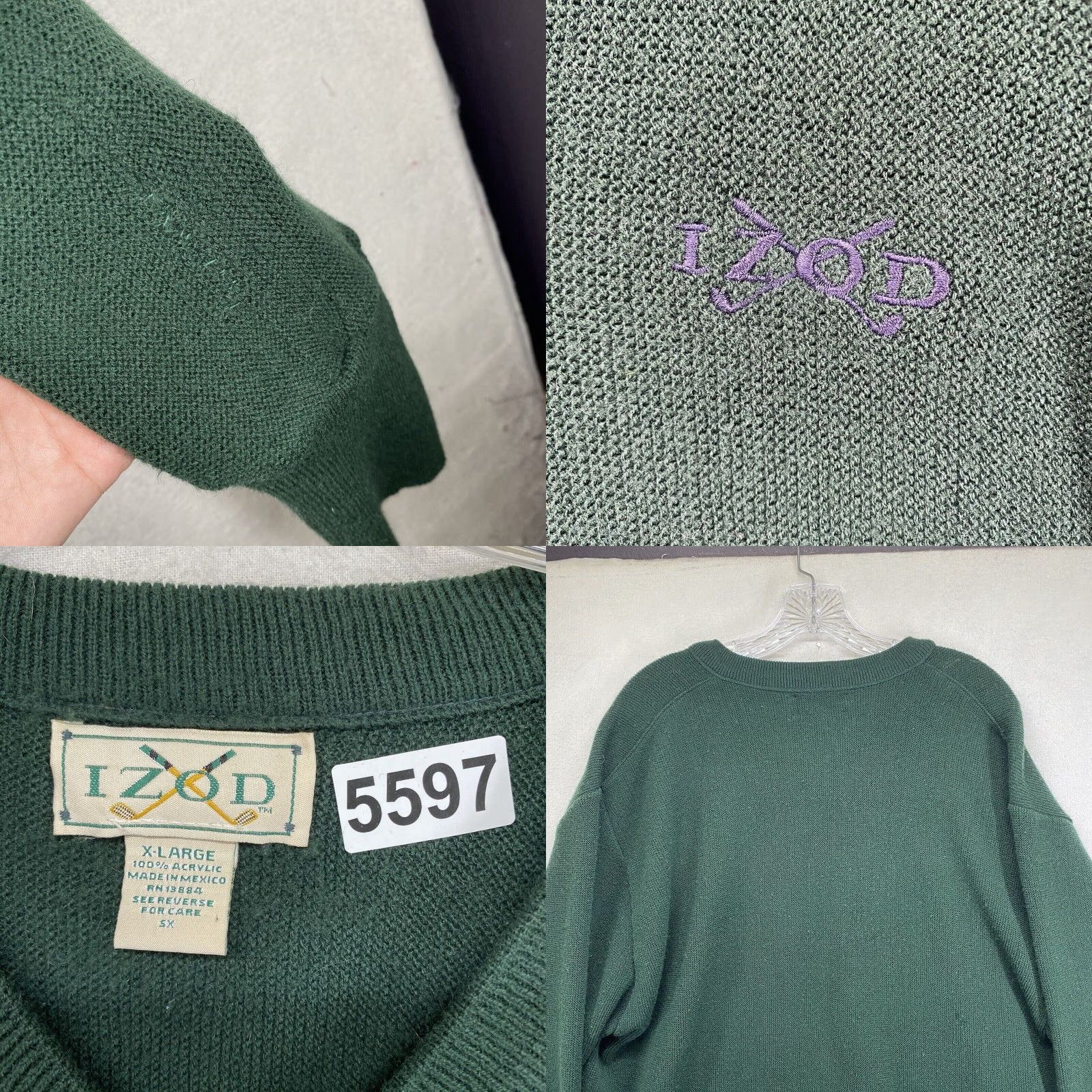 Izod VINTAGE Izod Sweater Men Large Green V-Neck Golf Knit Pullover Acrylic Casual Size US L / EU 52-54 / 3 - 8 Thumbnail