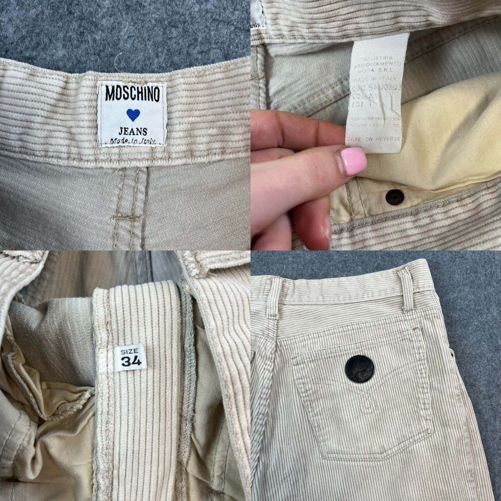 Moschino VINTAGE Moschino Jeans Corduroy Tapered 32 30 Cream Italy Made Mens Five-Pocket Design Cotton Size US 32 / EU 48 - 8 Thumbnail