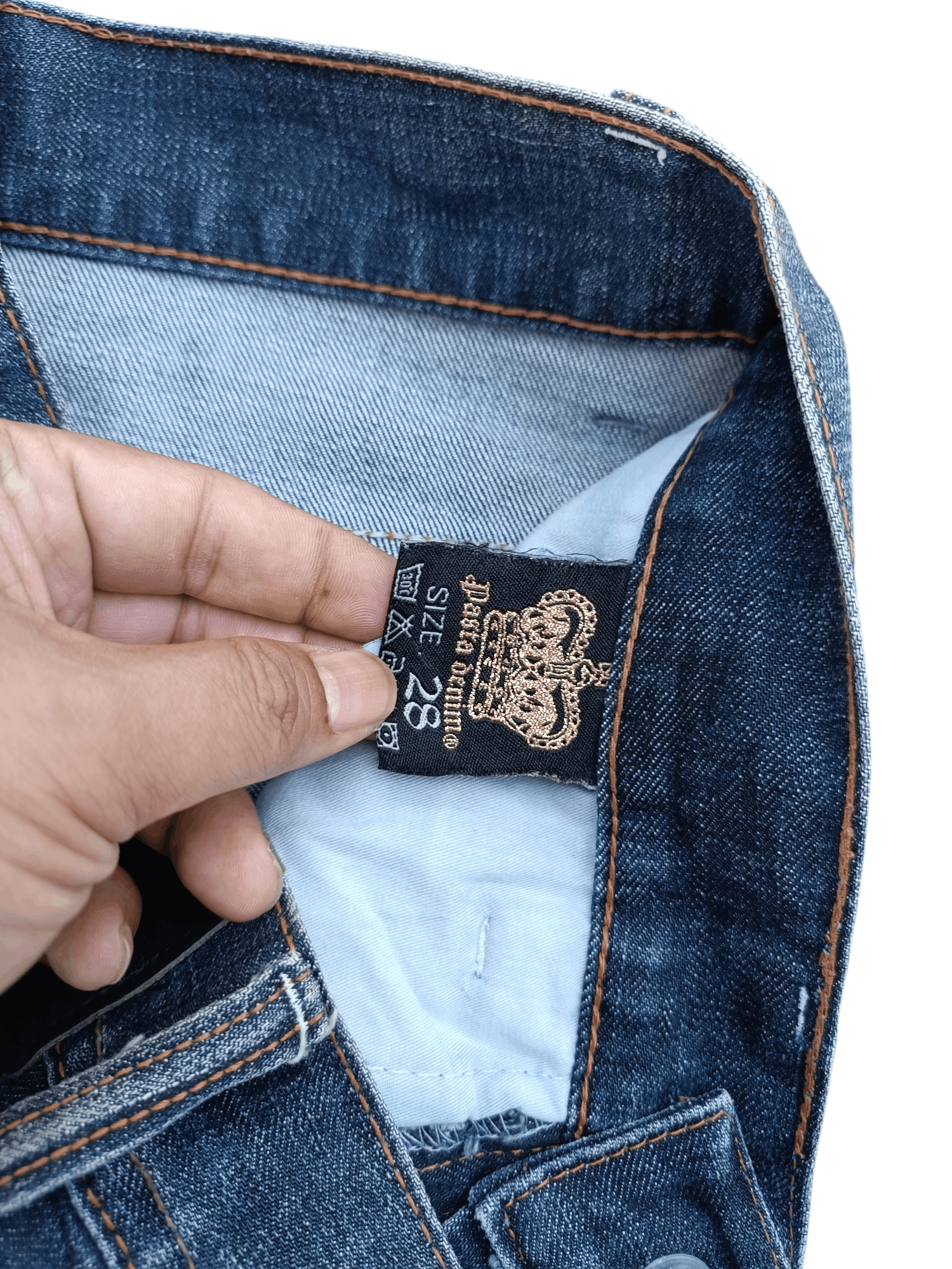 Tornado Mart PASTADENIM Skinny Distressed Whiskers Faded Embroidery Cross Size US 30 / EU 46 - 8 Thumbnail