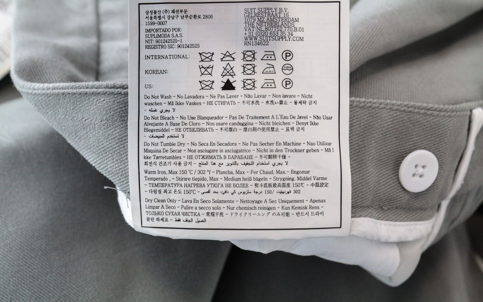 Suitsupply BRESCIA UK34R Grey Cotton Stretch Pleated Trousers 67409 Size US 34 / EU 50 - 6 Thumbnail