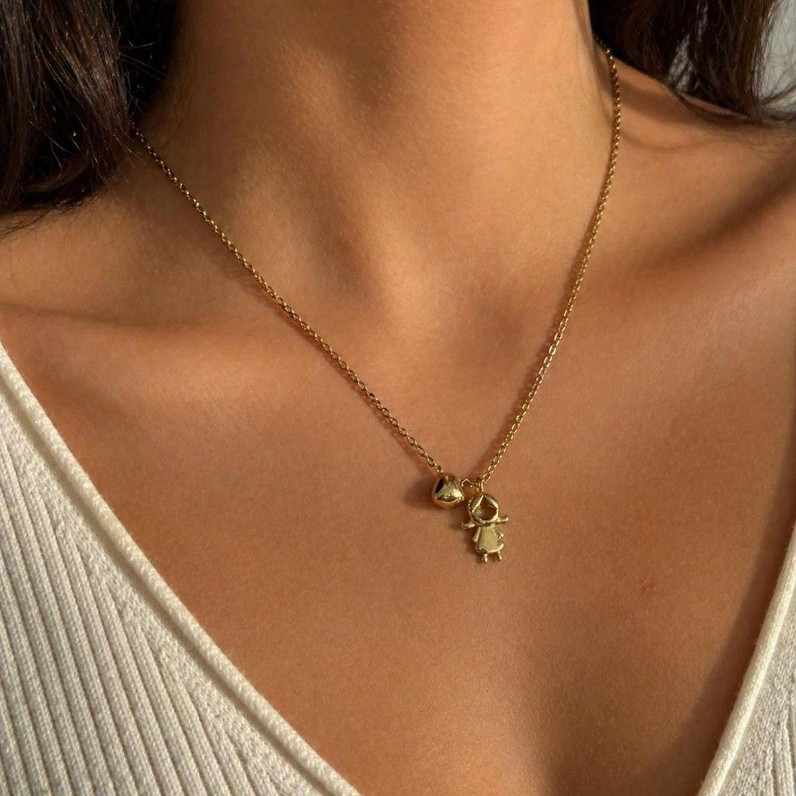 Other Gold Girl Charm Necklace – Dainty Minimalist Pendant Size ONE SIZE - 4 Thumbnail