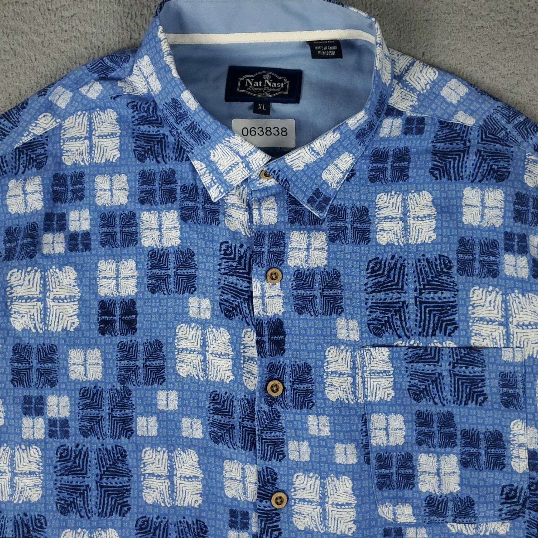 Nat Nast Nat Nast Shirt Mens Size XL Blue Geometric Silk Button Up Short Sleeve Size US XL / EU 56 / 4 - 2 Thumbnail