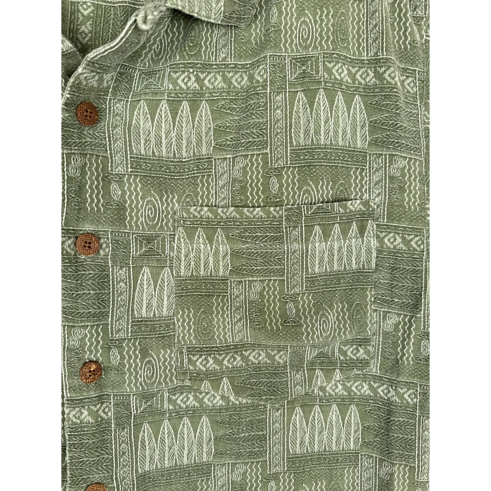 Vintage Seven Palm Shirt Men Small Green Surfboard Geometric Hawaiian Up 100% Silk Size US S / EU 44-46 / 1 - 6 Thumbnail