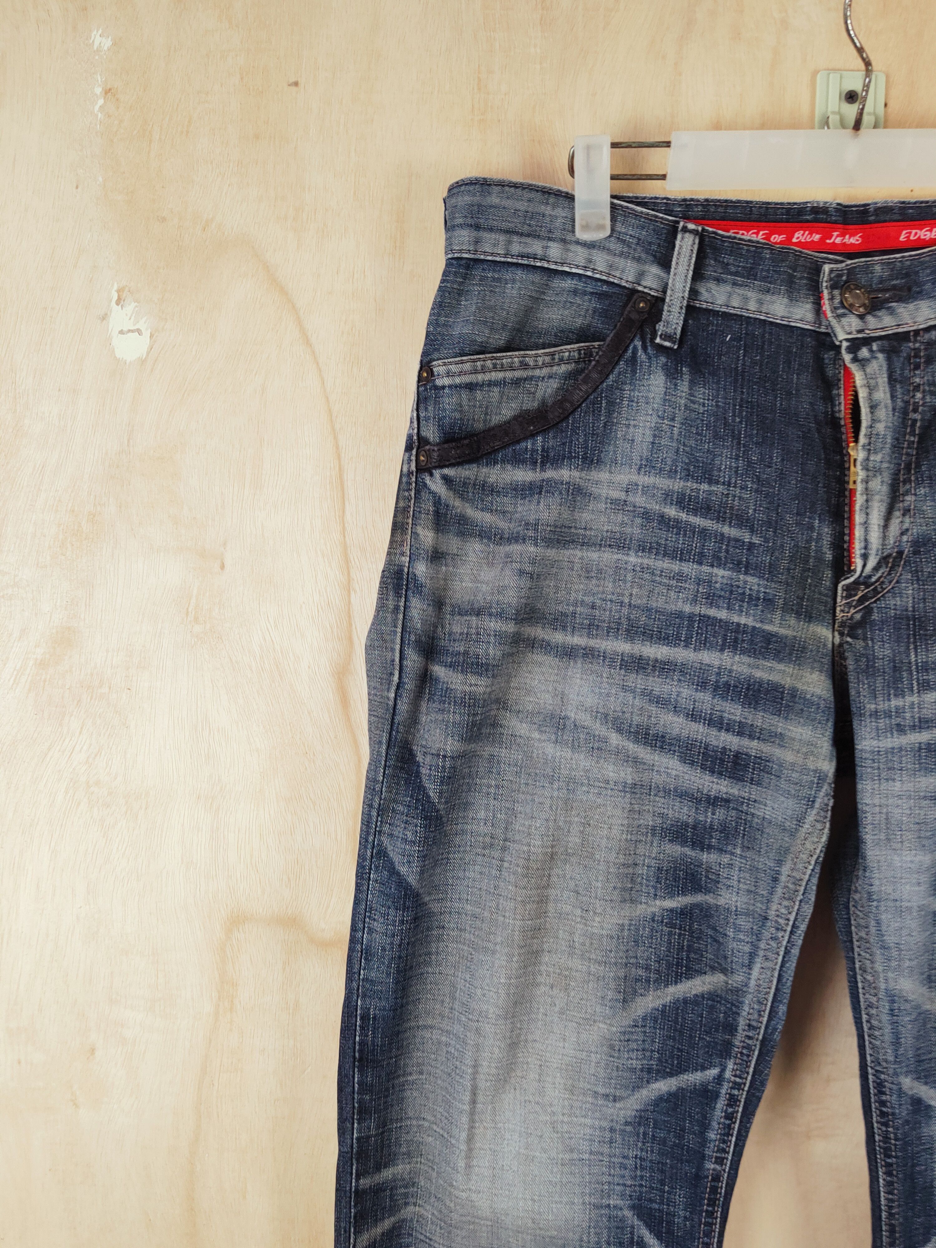 Edwin Edwin Dark Blue Distressed Ripped Jeans #S2673 Size US 35 - 3 Thumbnail