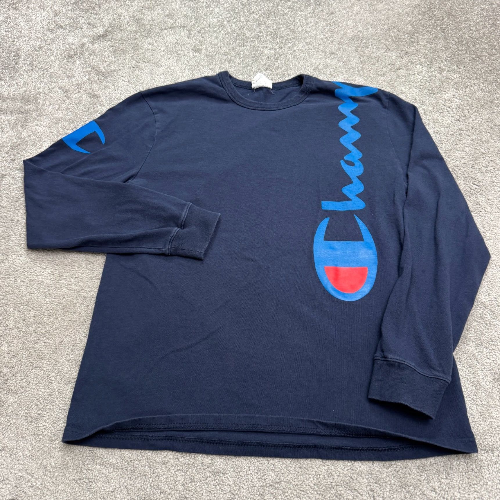 Champion Champion T-Shirt Shirt Mens L Blue Long Sleeve Crew Heavyweight Cotton Tee Size US L / EU 52-54 / 3 - 2 Thumbnail