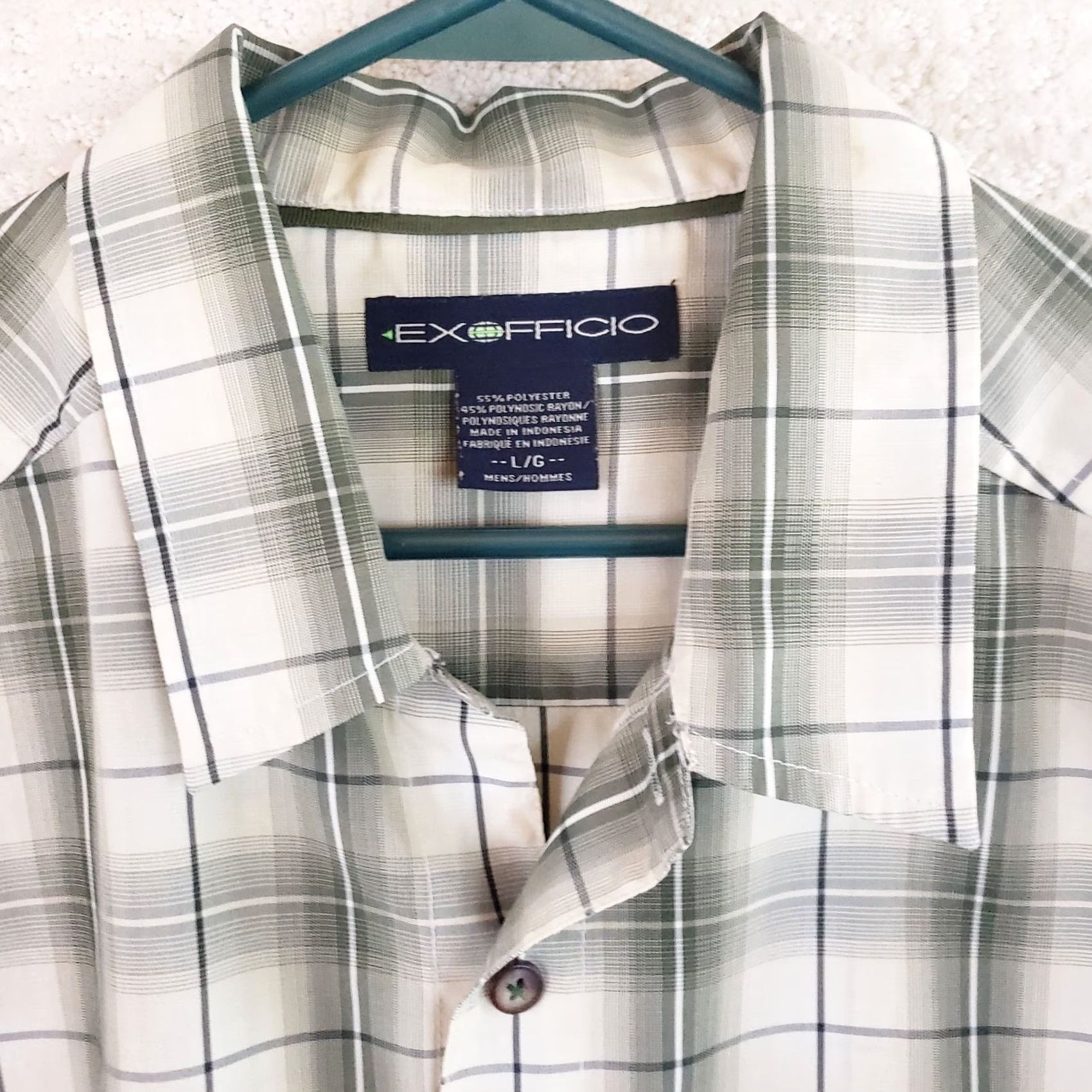 ExOfficio ExOfficio Men's Large Short-Sleeve Button-Down Shirt Green Plaid Size US L / EU 52-54 / 3 - 6 Thumbnail