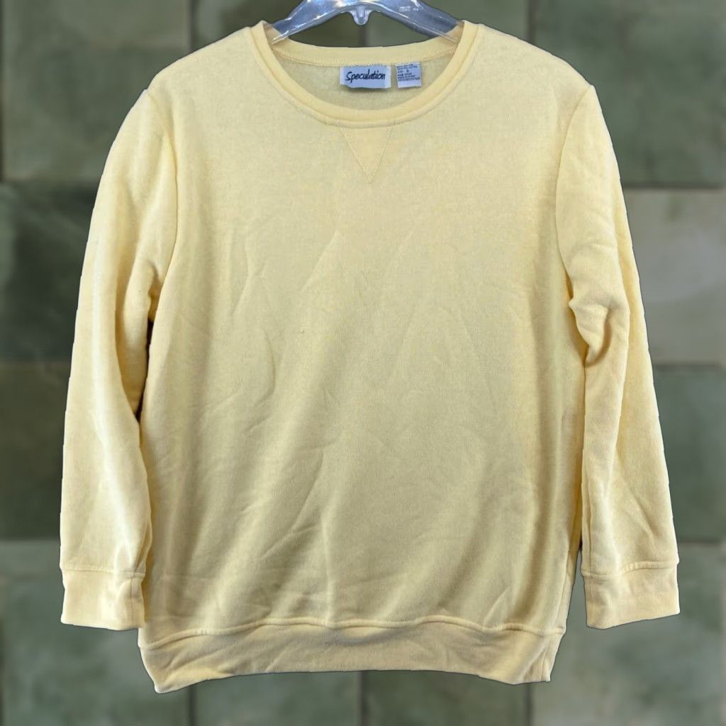 Vintage VINTAGE Speculation Womens Sweatshirt S Yellow Solid 90s Retro Pullover Size S / US 4 / IT 40 - 1 Thumbnail