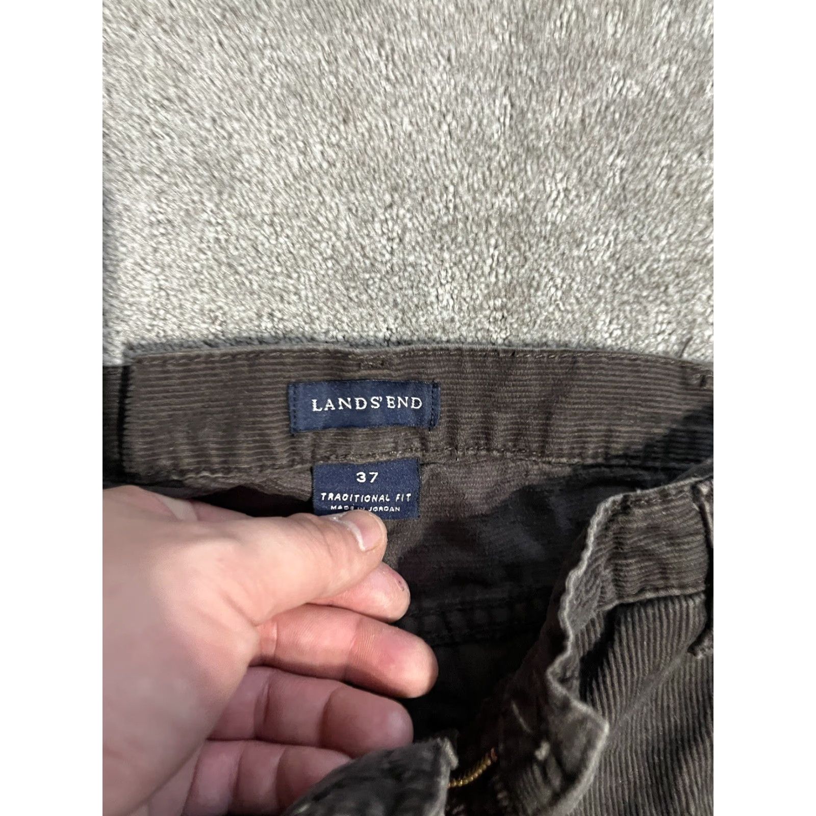 Lands' End Lands' End Corduroy Pants Mens 37 Regular Classic Flat Front Brown Adjustable Waist Khakis 29in Inseam Mens Size US 37 - 5 Thumbnail