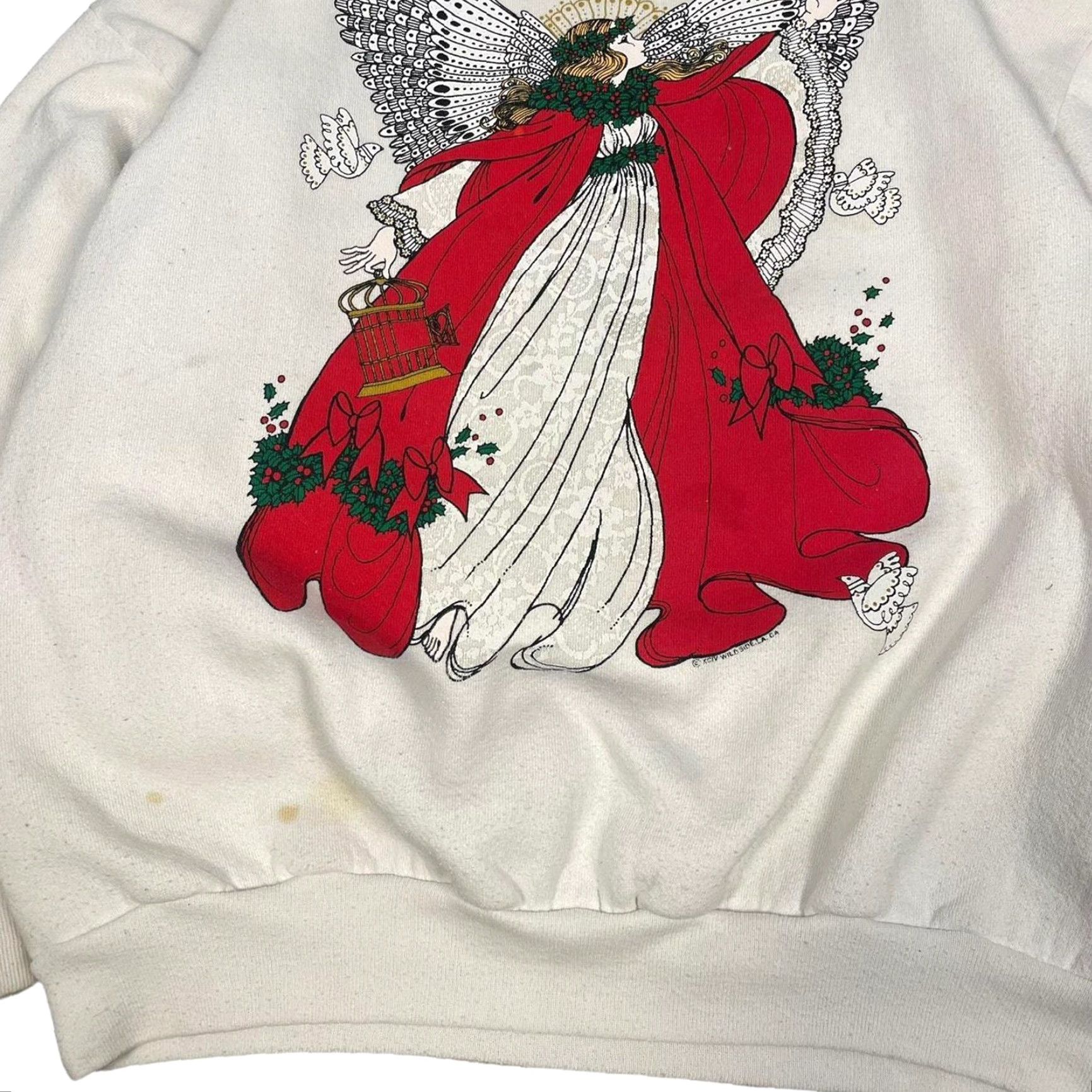 Tultex VINTAGE Sweatshirt Mens Large Angel Christmas Tultex Crewneck 90s Red and White Size US L / EU 52-54 / 3 - 4 Thumbnail