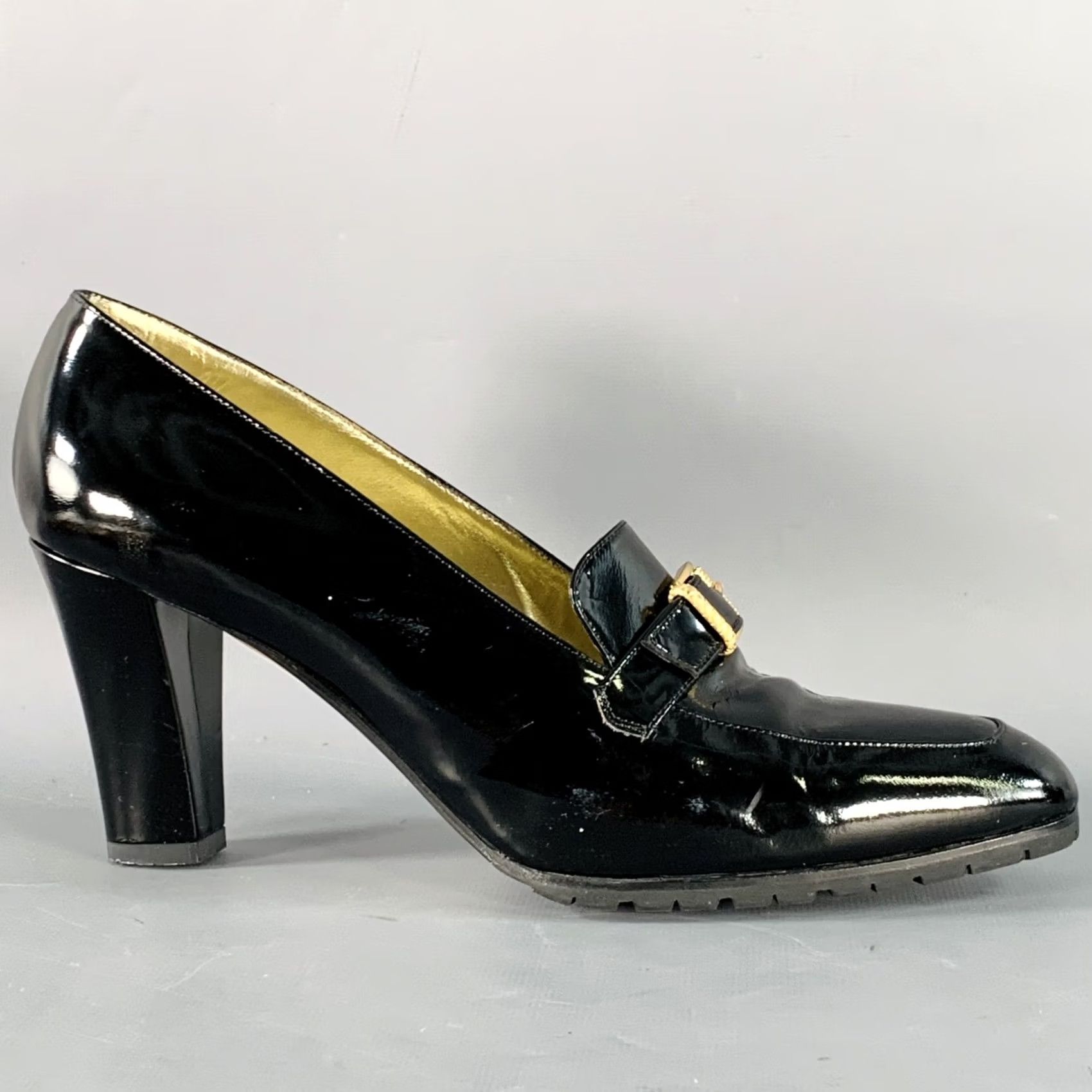Bottega Veneta BOTTEGA VENETA Black Gold Patent Leather Buckle Pumps Size 9 Women Size US 9 / IT 39 - 2 Thumbnail