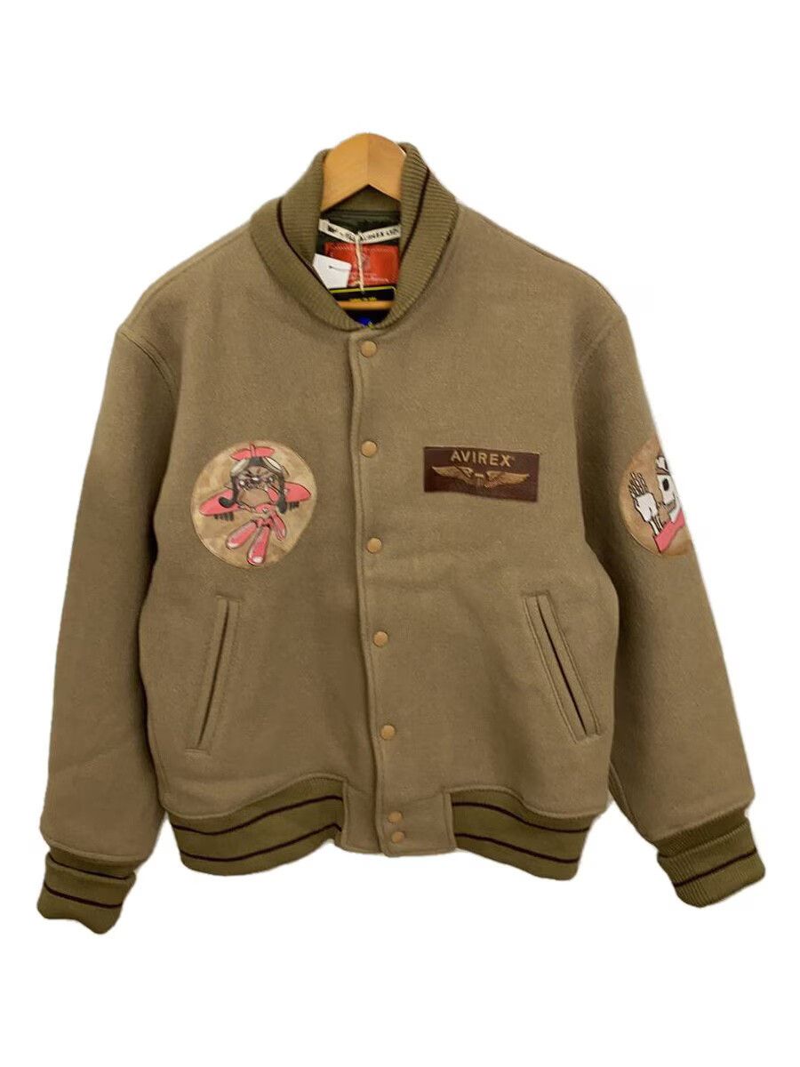 Avirex Patch Skull Cotton Stadium Jacket Khaki
