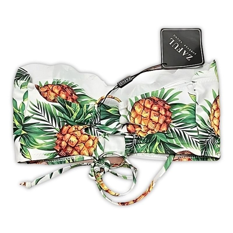Other Zaful Bandeau Swimsuit Top Vibrant Pineapple White/Green W 4 Size ONE SIZE - 4 Thumbnail