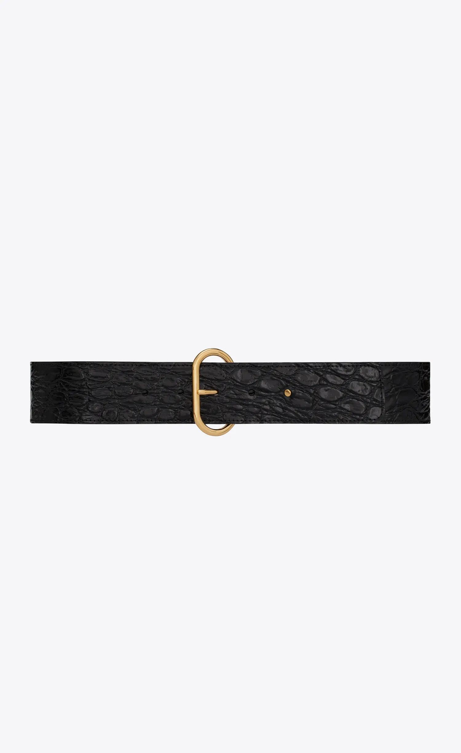 Saint Laurent Paris o1s1wg111224 Size: 70 / Oval Buckle Belt Crocodile- Embosed Size ONE SIZE - 1 Thumbnail